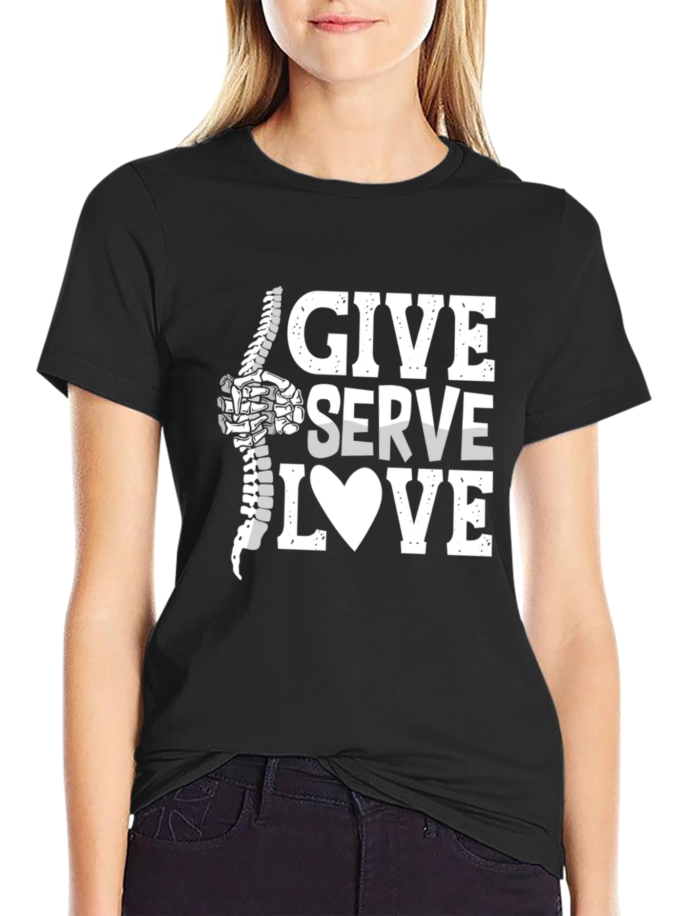Chiropractor Give Serve Love T-Shirt - Spine Adjustment