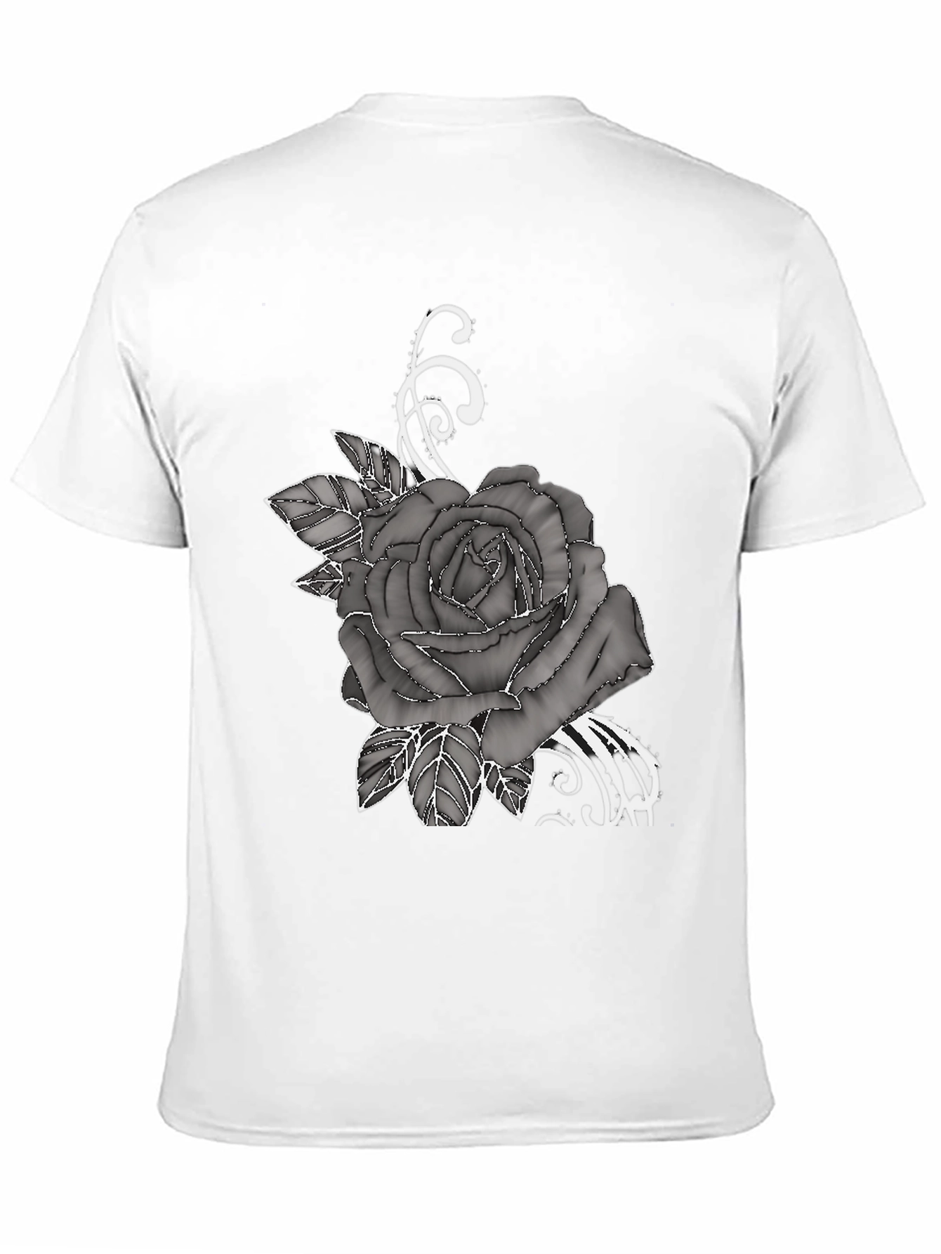 Mens Black T-Shirt with Rose Graphic