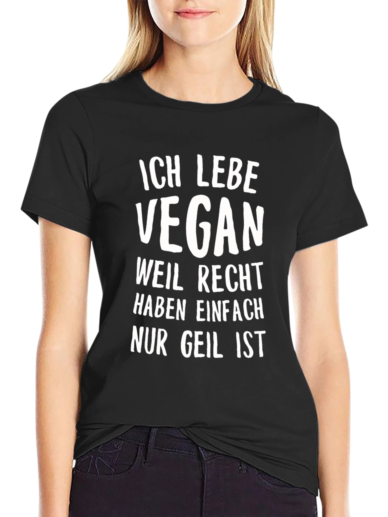 Vegan Lifestyle Black T-Shirt: Ich Lebe Vegan