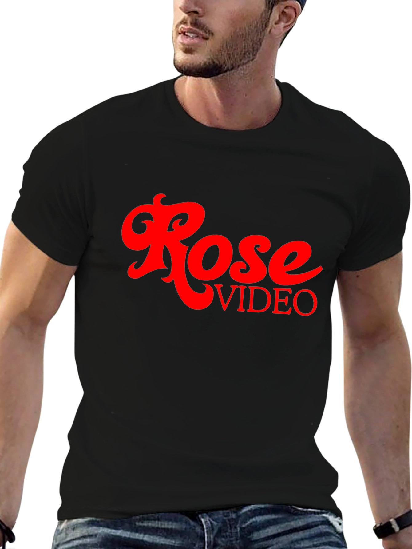 Retro Rose Video Black Graphic Tee
