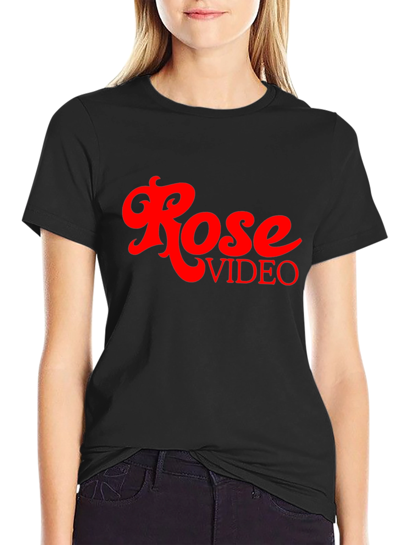 Retro Rose Video Black Graphic Tee