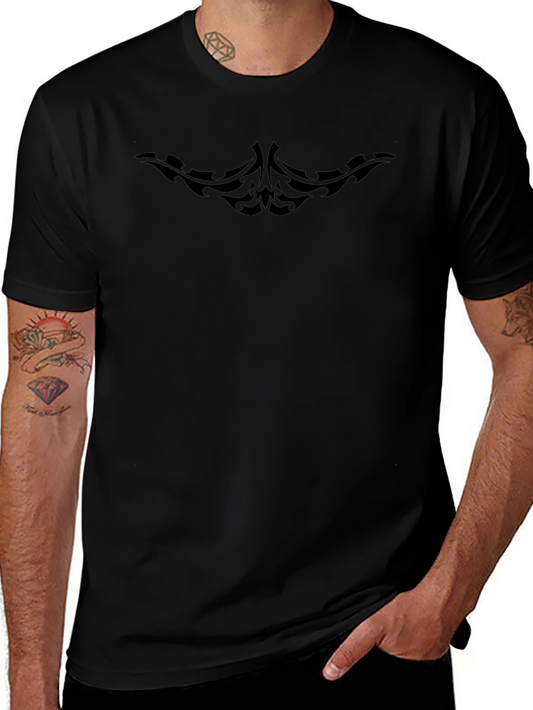 Mens Black Tribal Design Tee - Casual Style