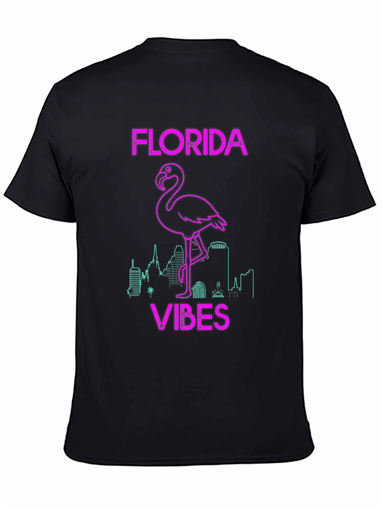 Florida Vibes Flamingo Graphic Tee - Black