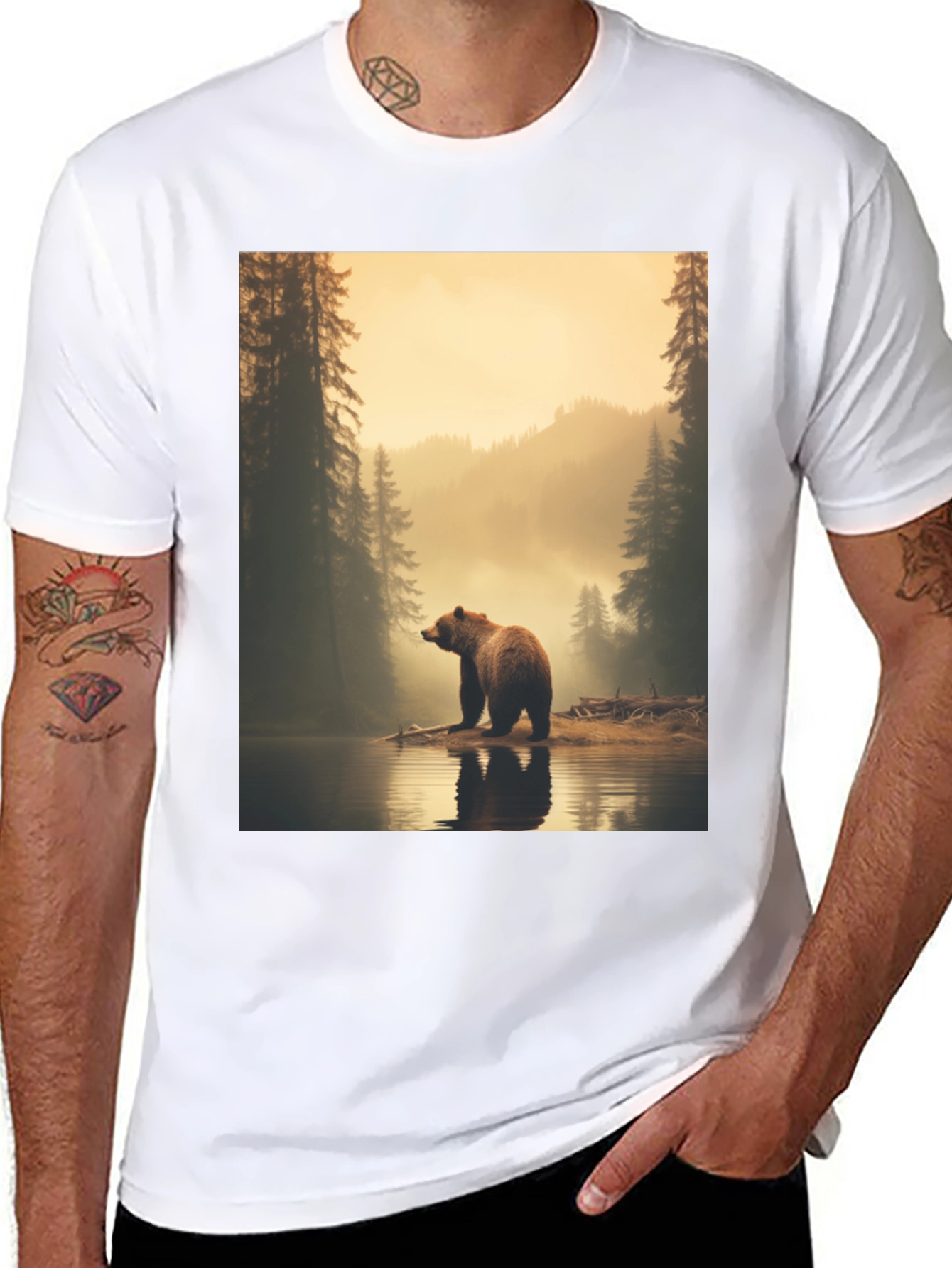 Bear Lake Graphic Tee - Wildlife Nature Shirt