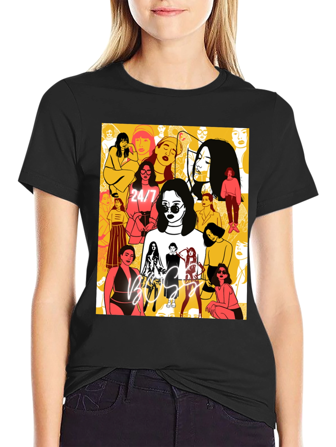 Boss Lady Graphic Tee - Black Cotton T-Shirt