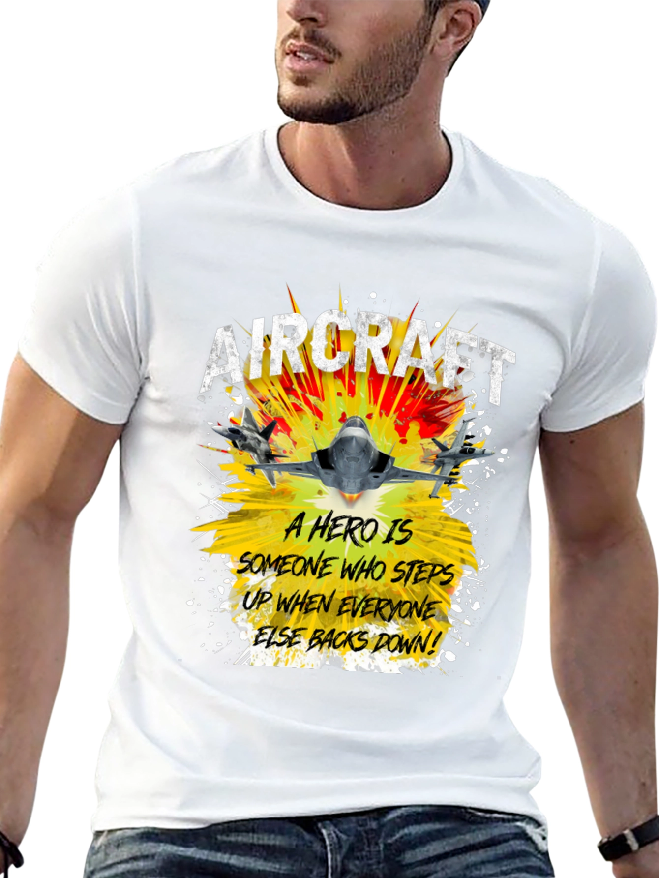Aircraft Hero Graphic T-Shirt - Step Up Back Down!