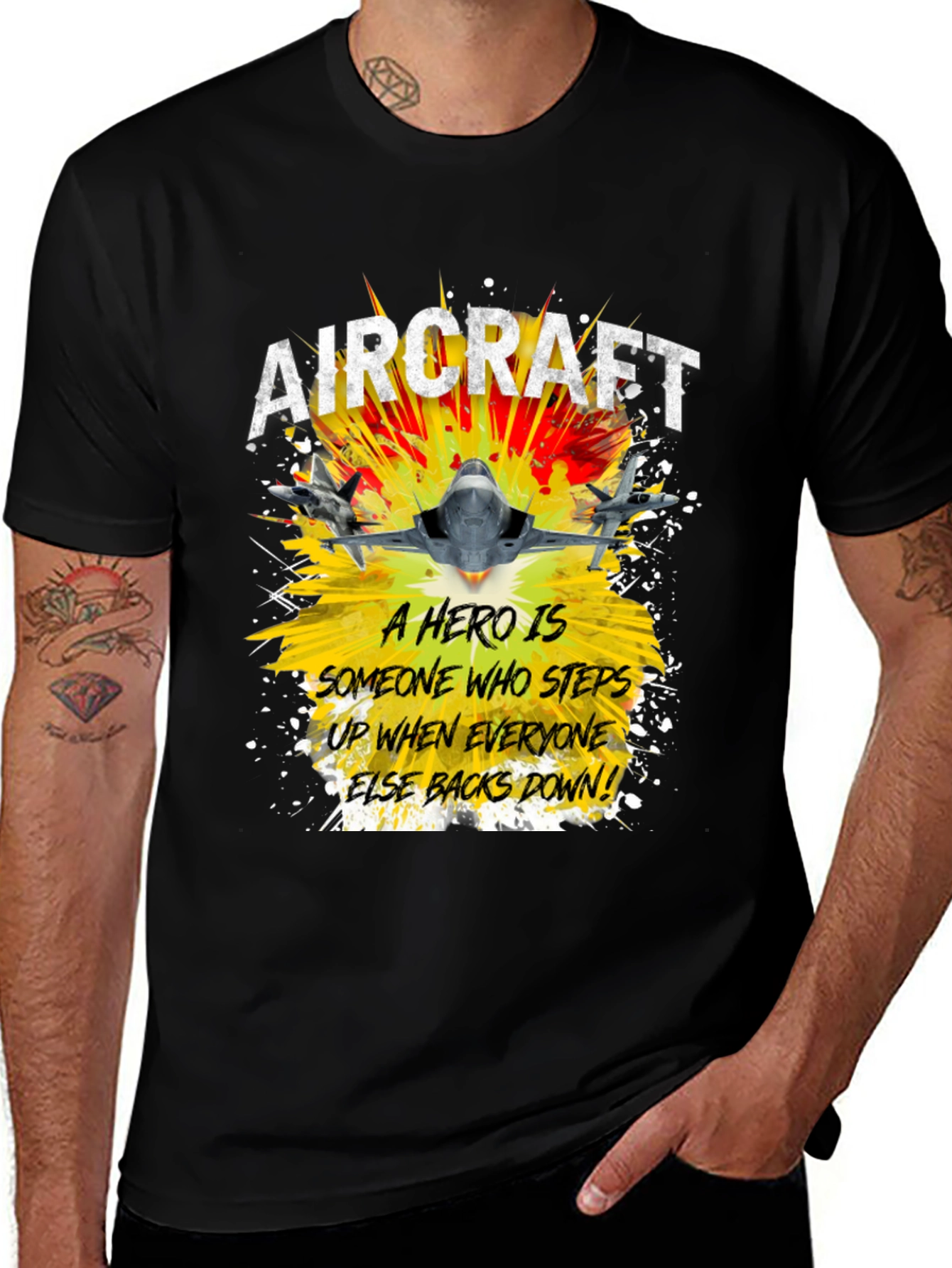 Aircraft Hero Graphic T-Shirt - Step Up Back Down!