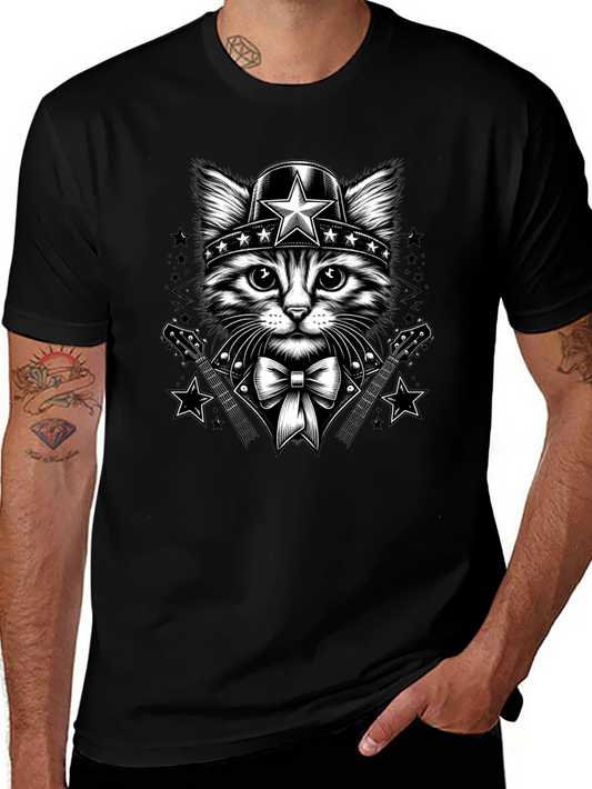 Cat Superhero T-Shirt - Black Graphic Tee