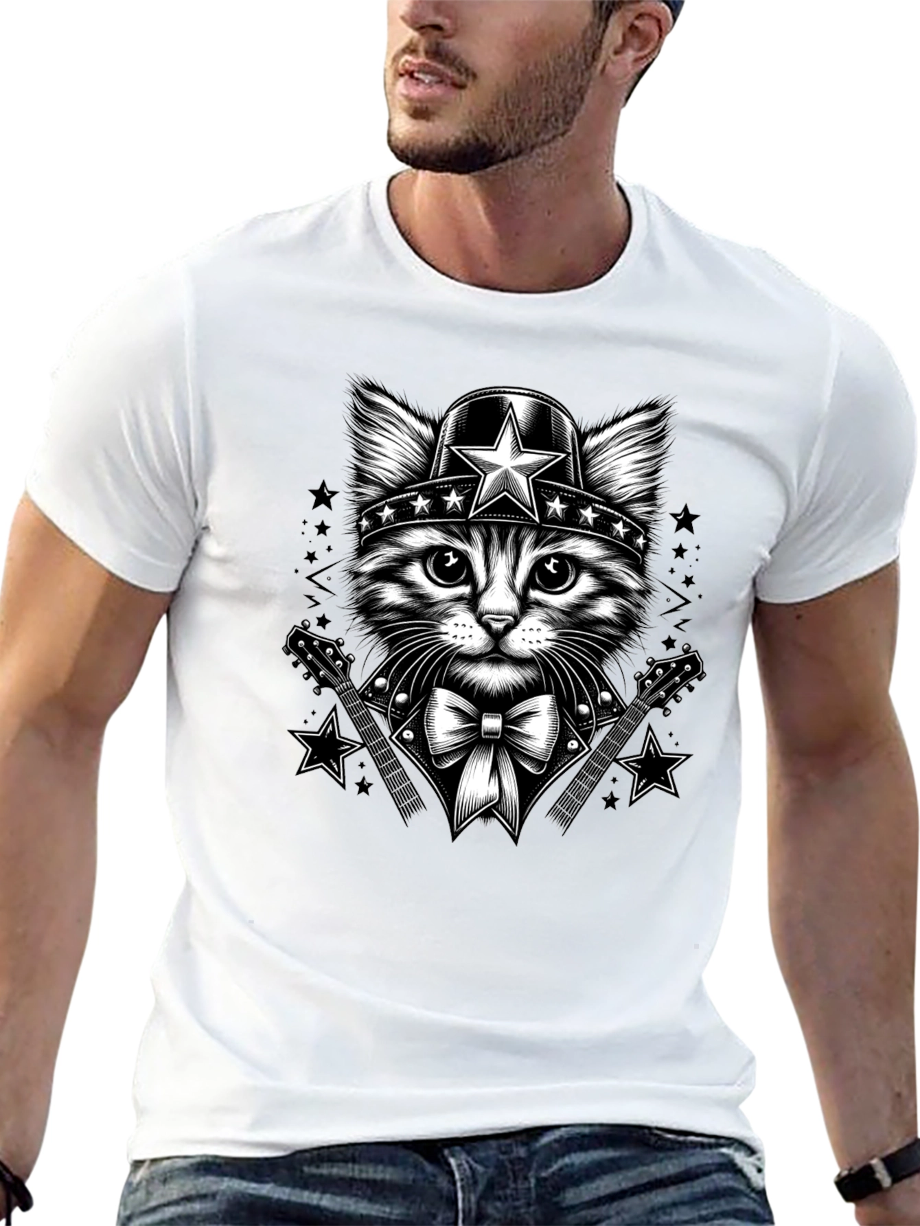 Cat Superhero T-Shirt - Black Graphic Tee