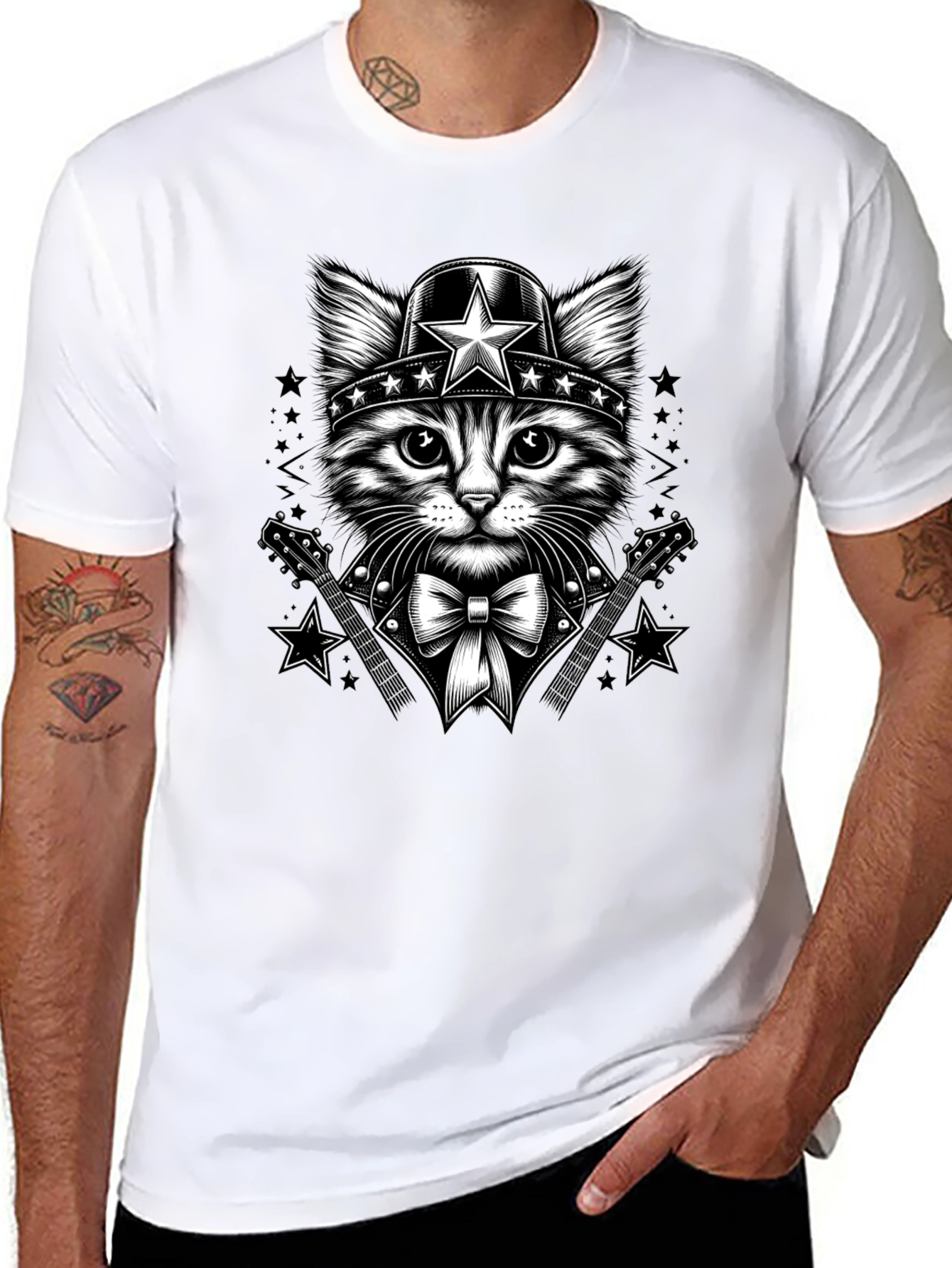 Cat Superhero T-Shirt - Black Graphic Tee