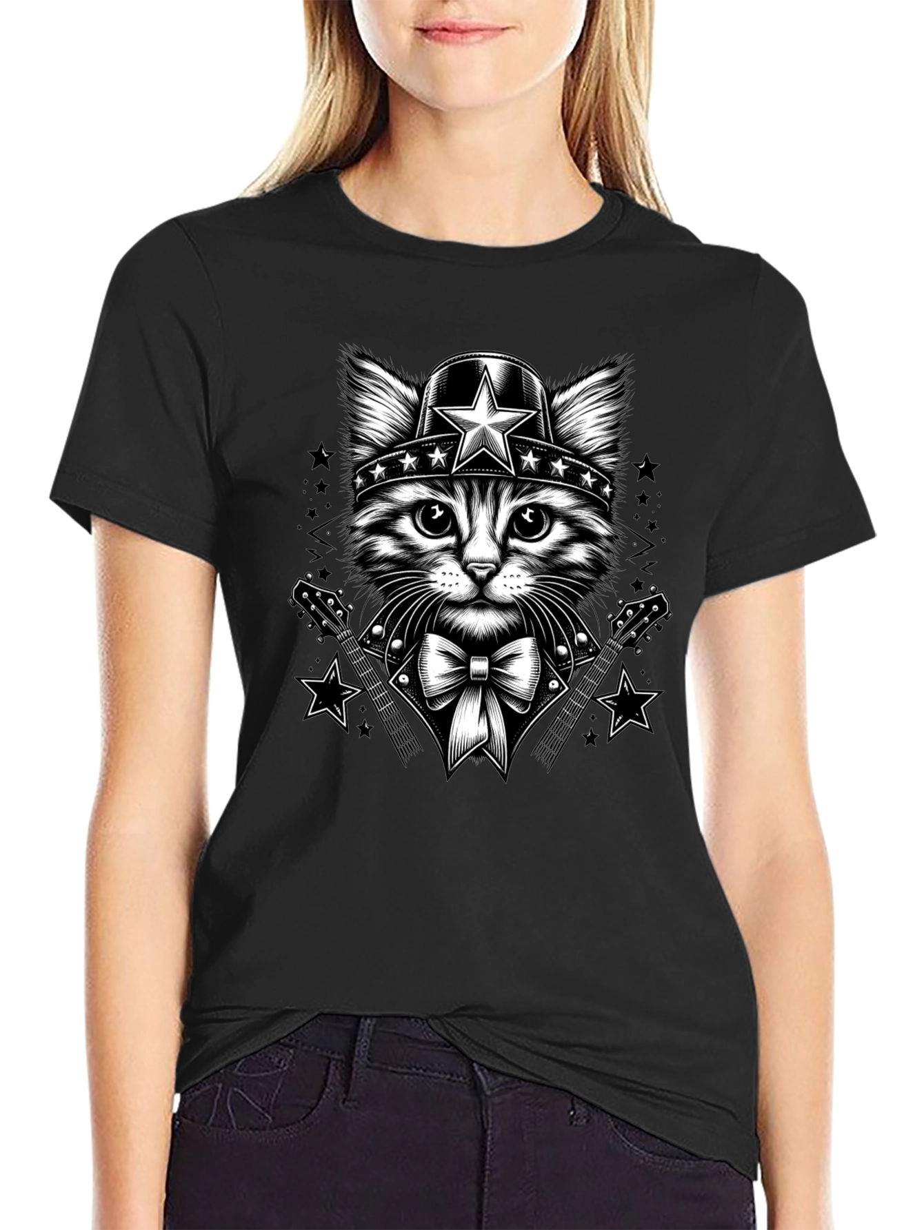Cat Superhero T-Shirt - Black Graphic Tee