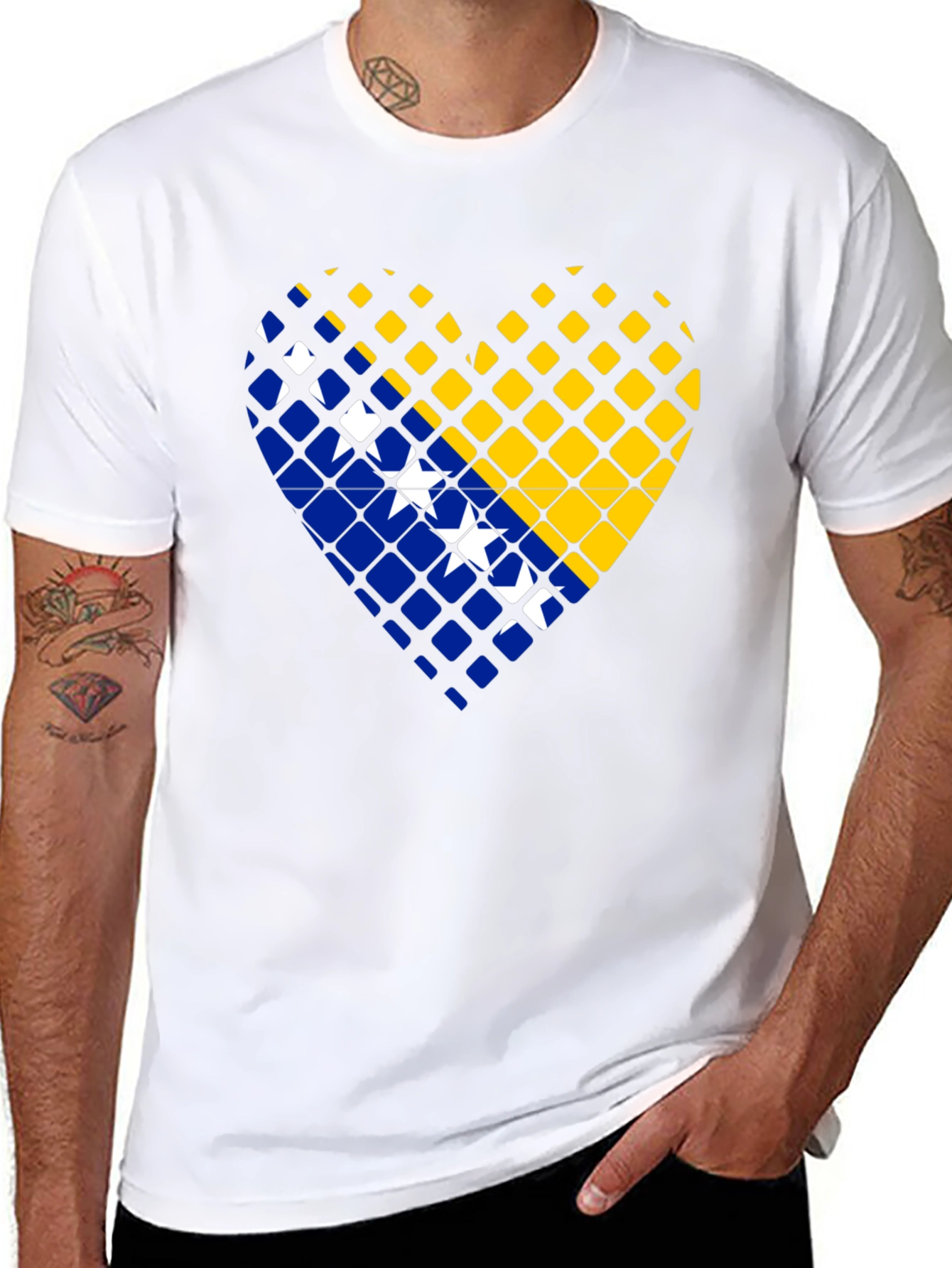 Bosnia Heart Flag T-Shirt - Black