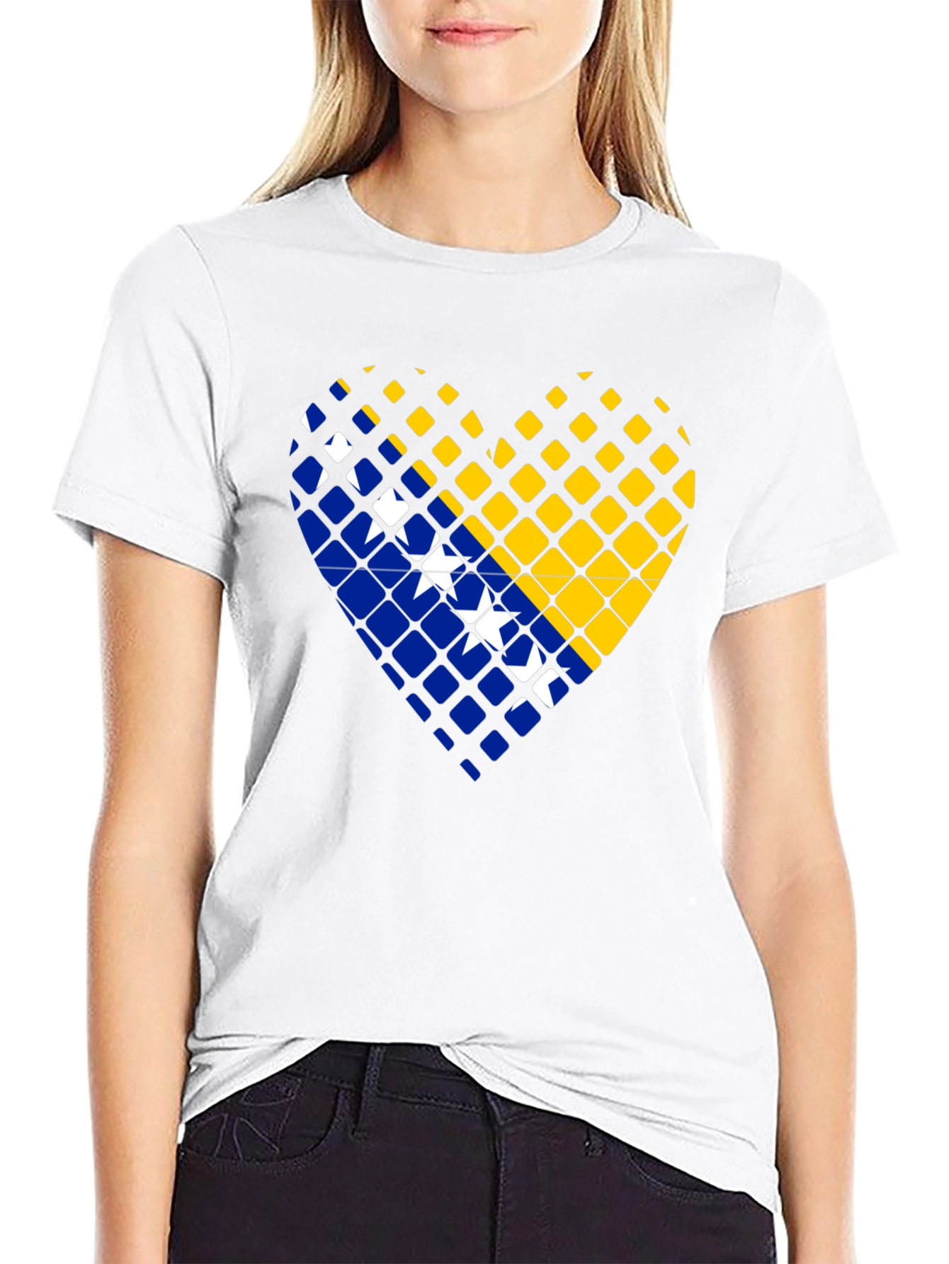 Bosnia Heart Flag T-Shirt - Black