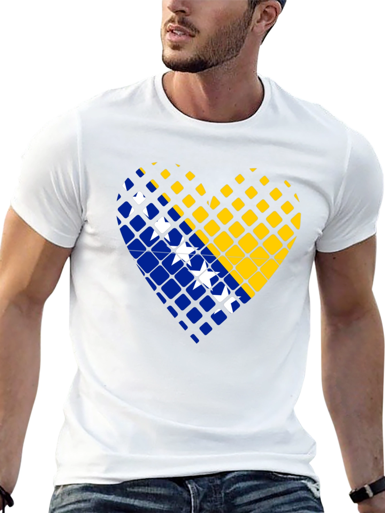 Bosnia Heart Flag T-Shirt - Black