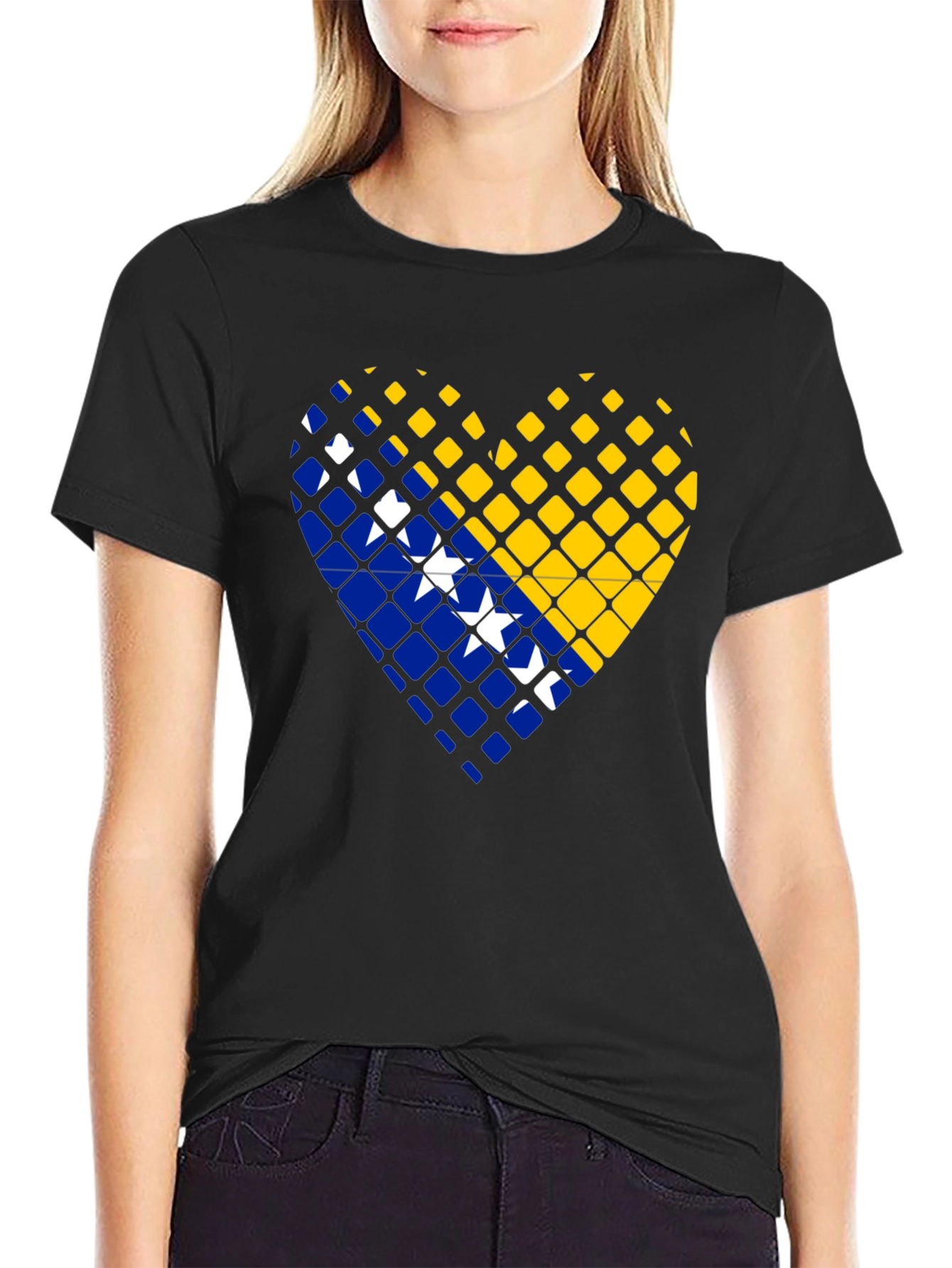 Bosnia Heart Flag T-Shirt - Black