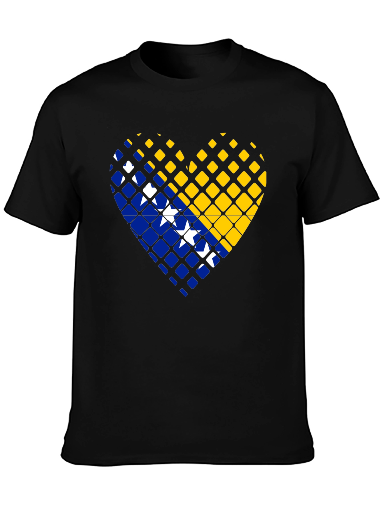 Bosnia Heart Flag T-Shirt - Black