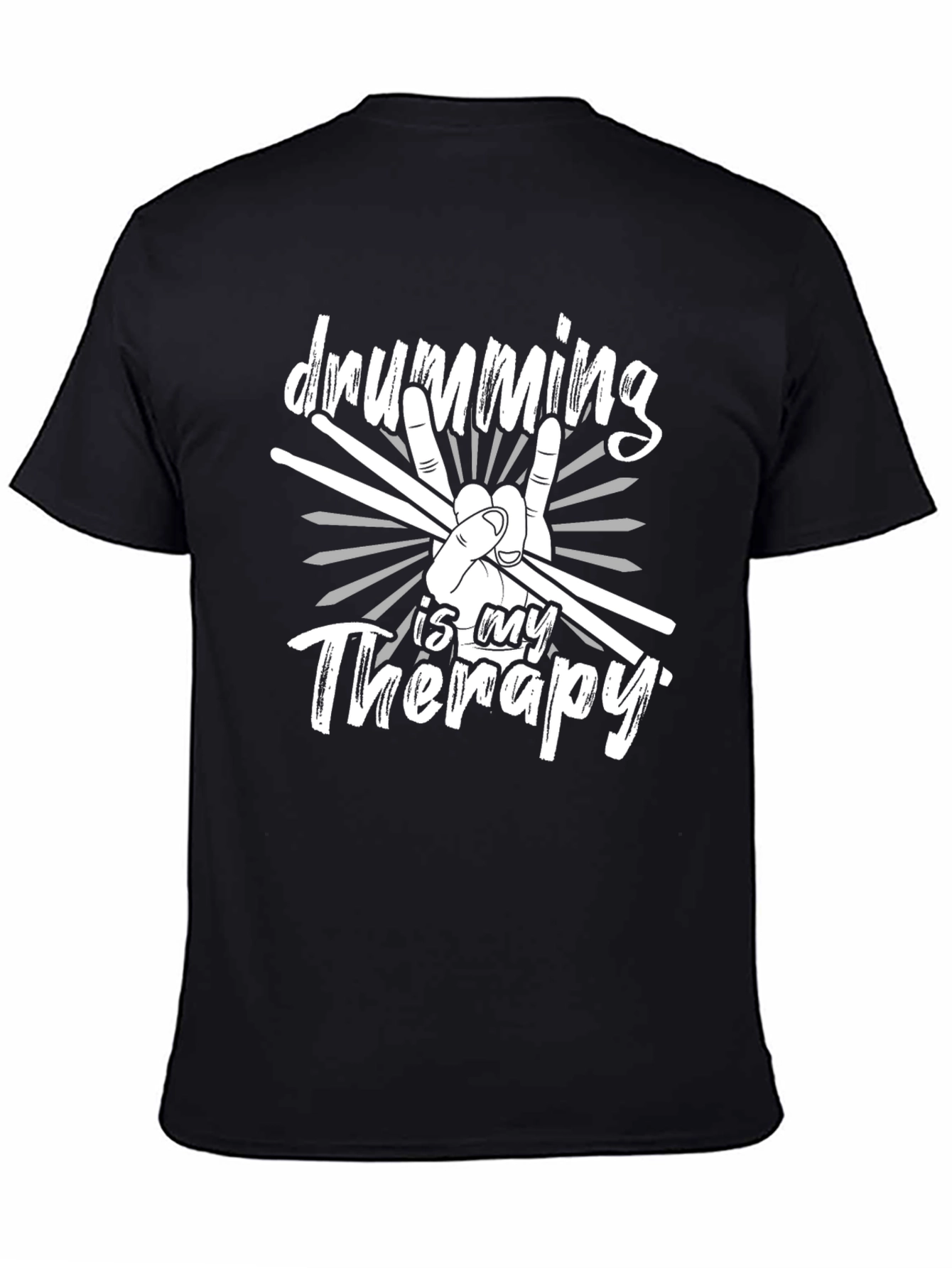 Drumming Therapy Tee - Musicians Black T-Shirt