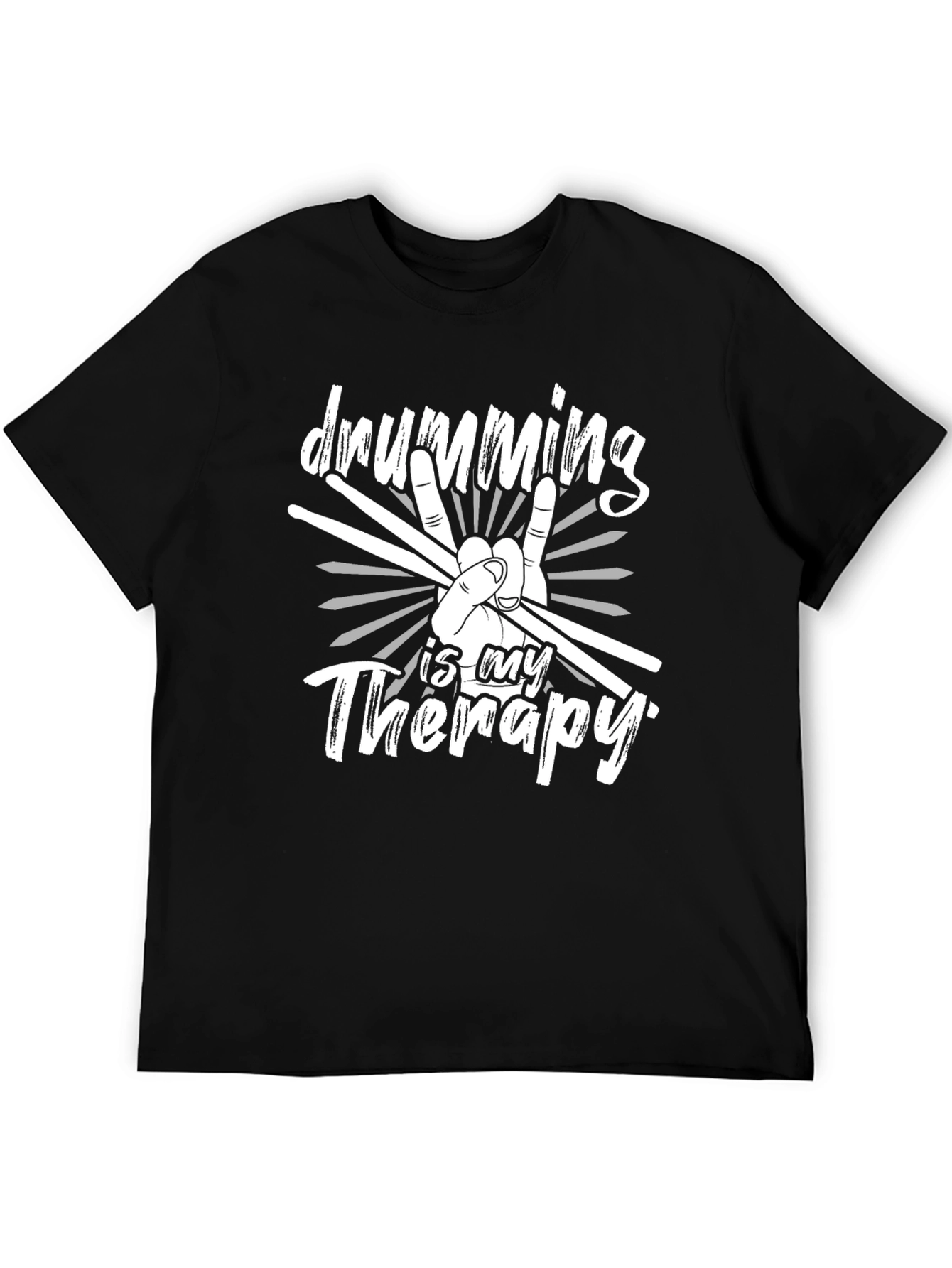 Drumming Therapy Tee - Musicians Black T-Shirt