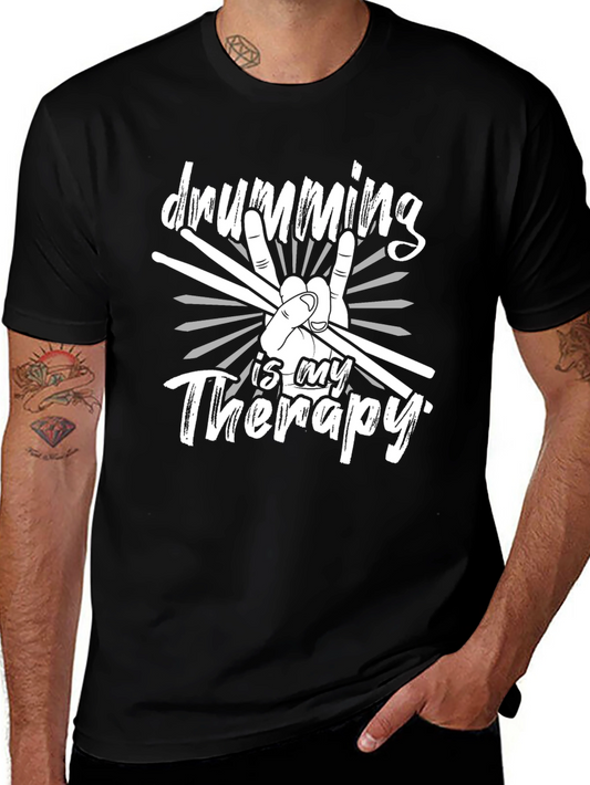 Drumming Therapy Tee - Musicians Black T-Shirt