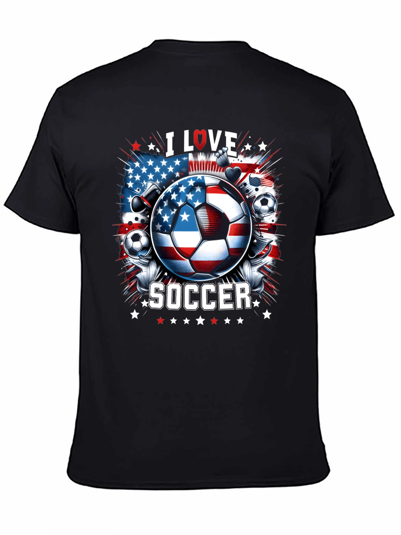 I Love Soccer USA Flag Graphic Tee