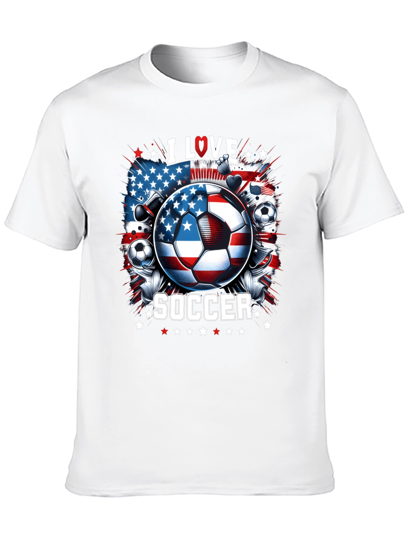 I Love Soccer USA Flag Graphic Tee