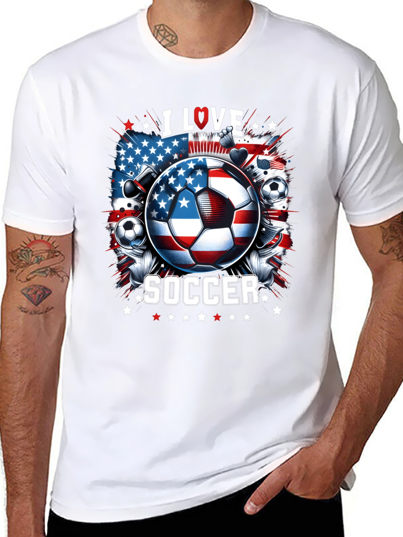 I Love Soccer USA Flag Graphic Tee
