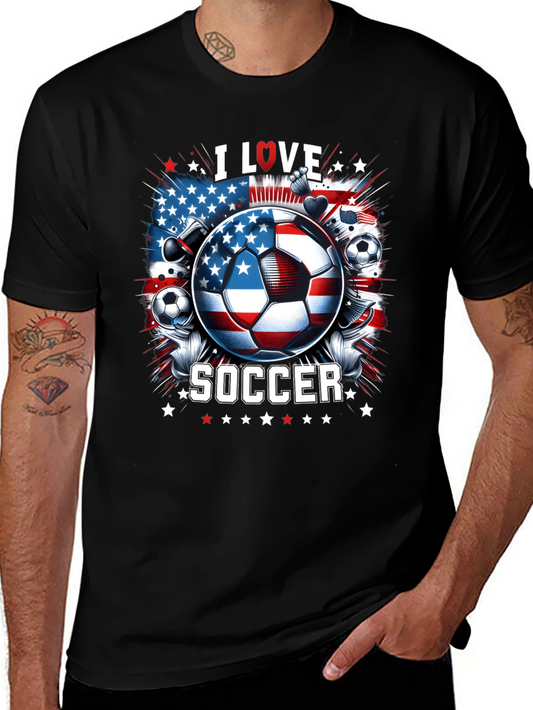 I Love Soccer USA Flag Graphic Tee