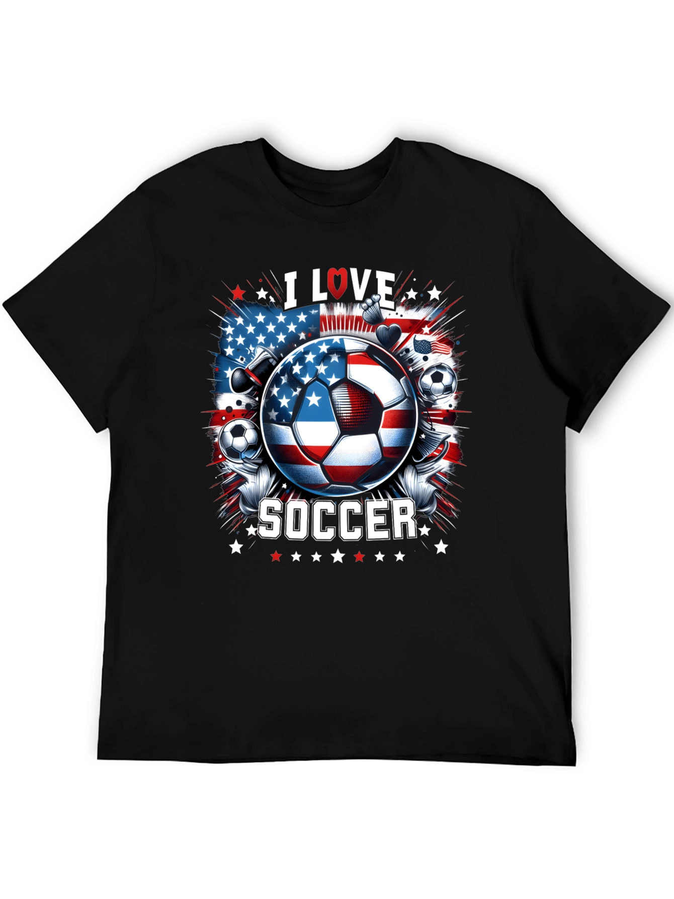 I Love Soccer USA Flag Graphic Tee