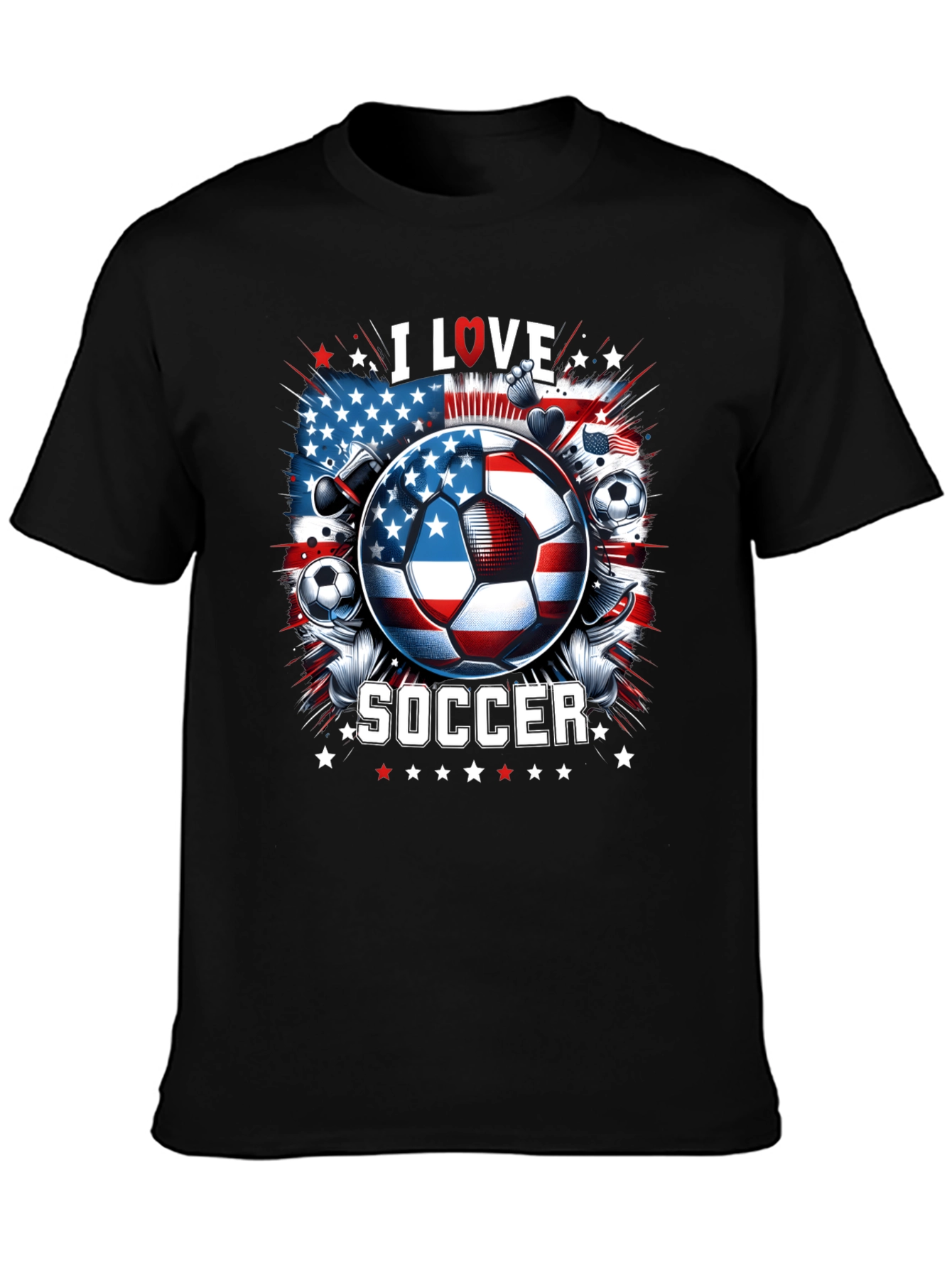 I Love Soccer USA Flag Graphic Tee