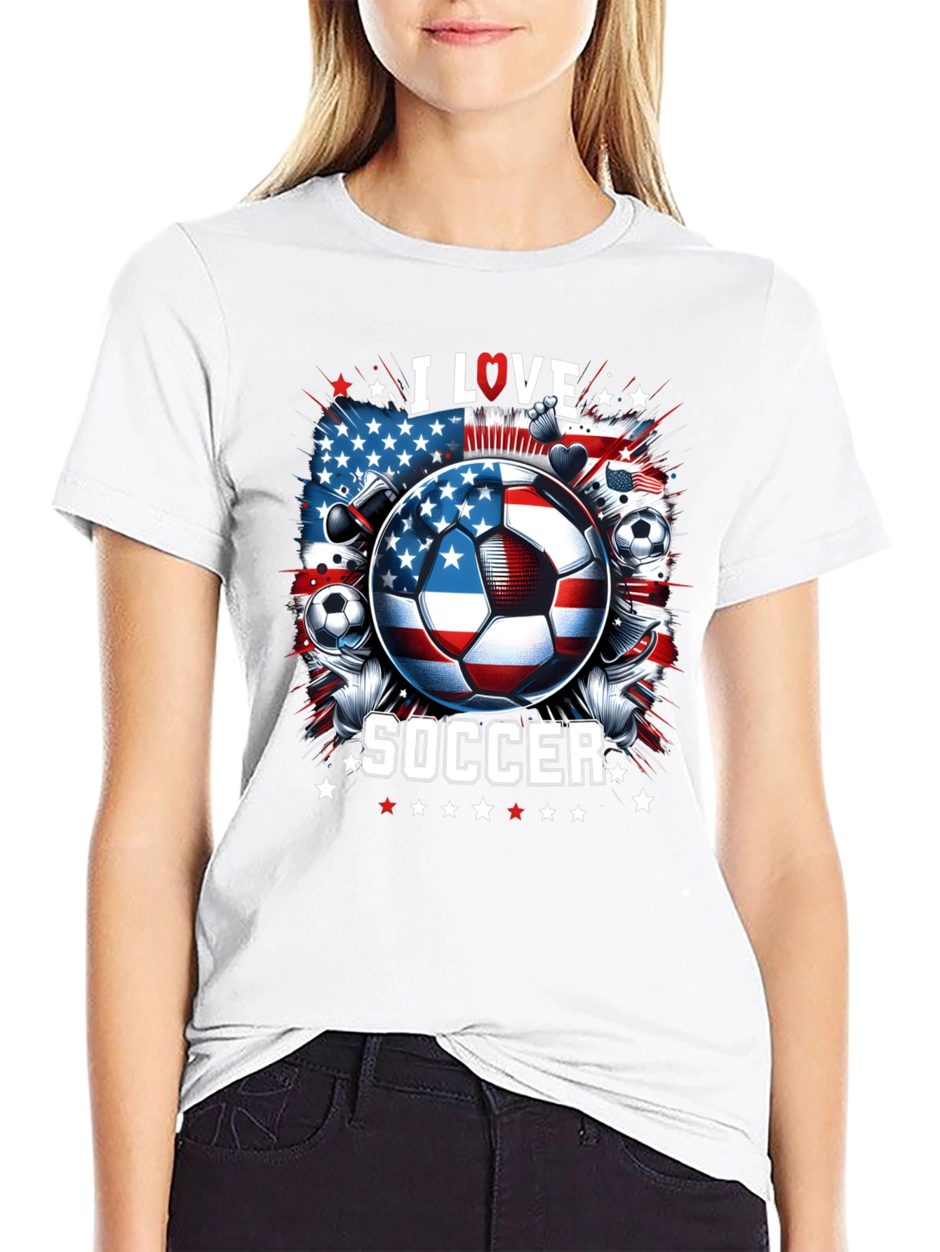 I Love Soccer USA Flag Graphic Tee