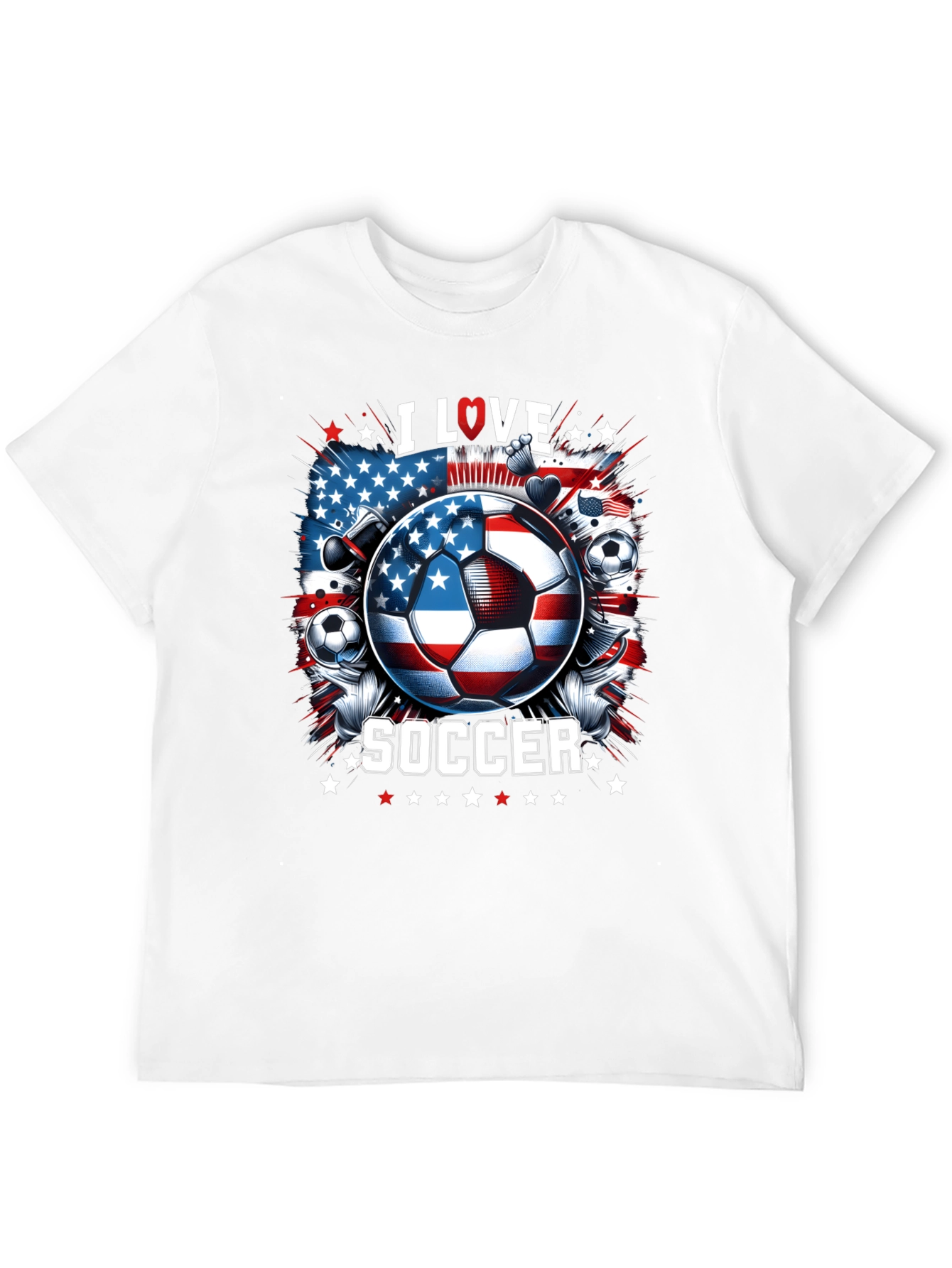 I Love Soccer USA Flag Graphic Tee