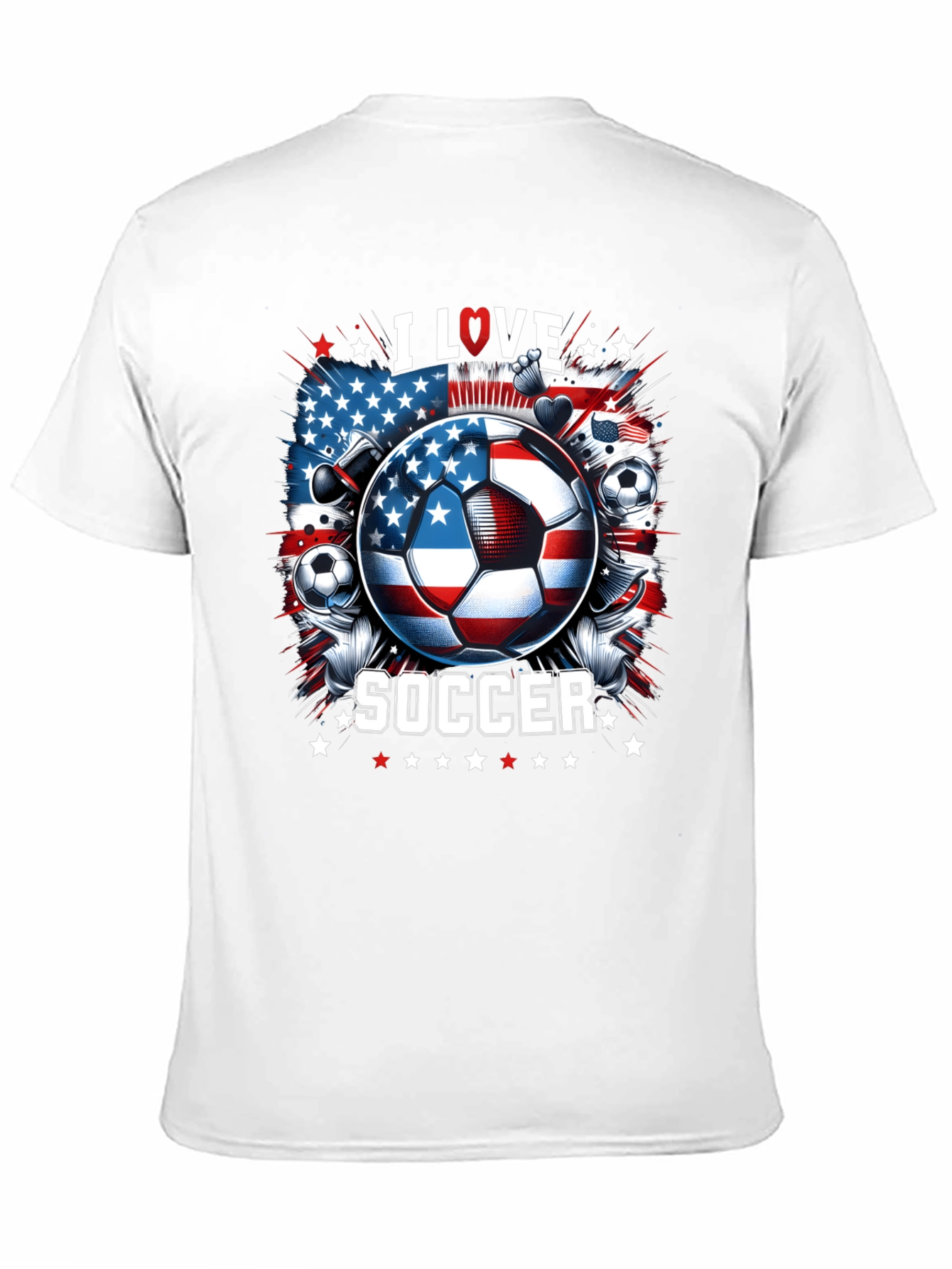 I Love Soccer USA Flag Graphic Tee