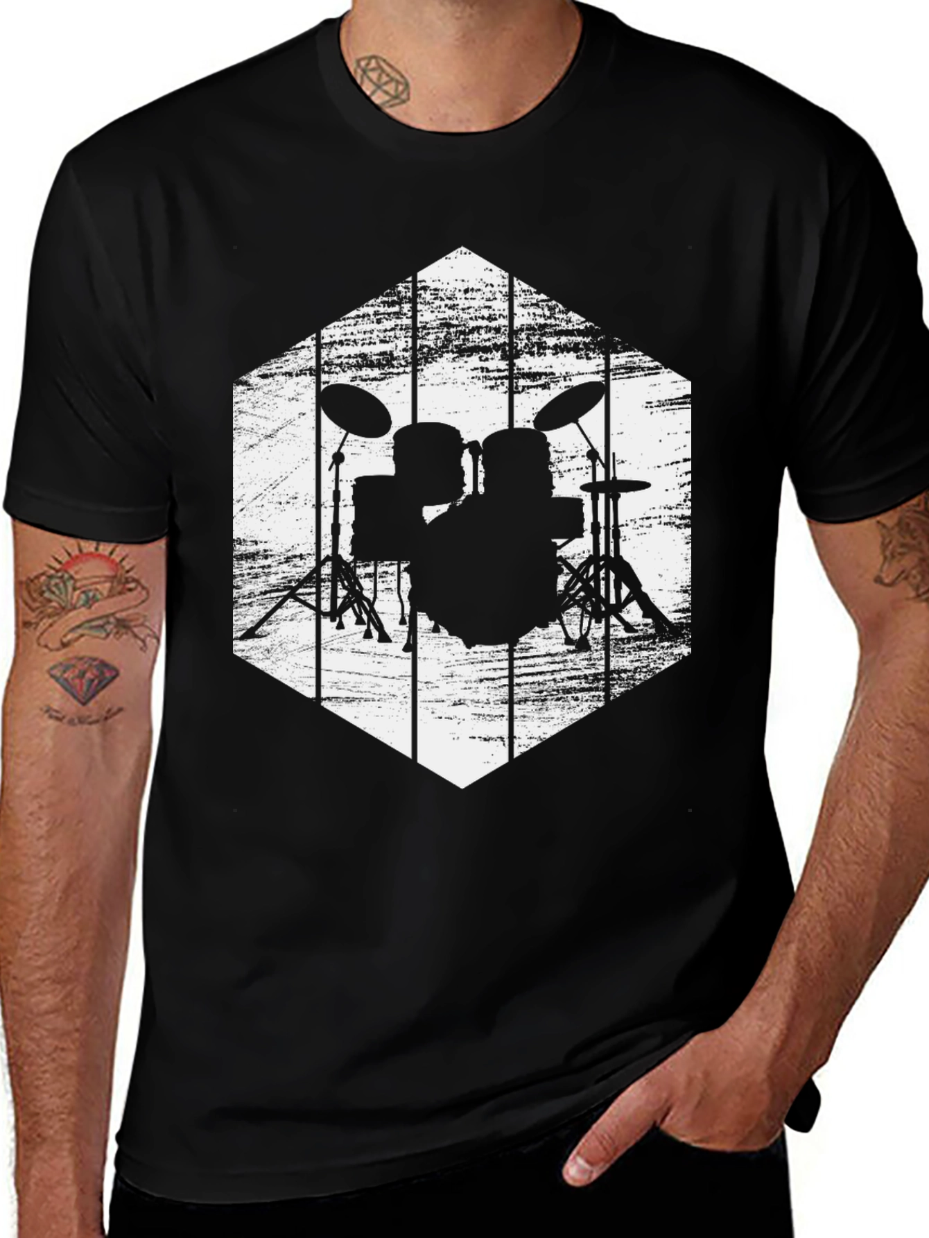 Drum Set Graphic Tee - Rock Band T-Shirt