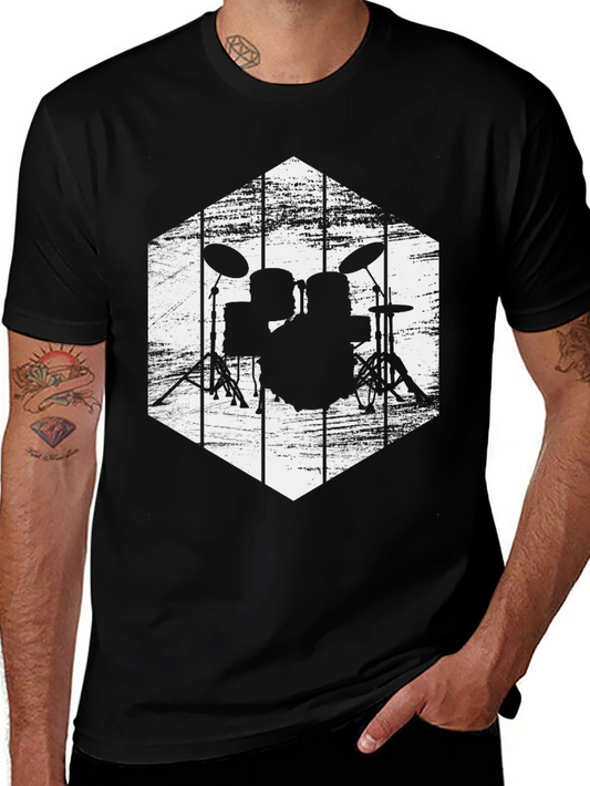 Drum Set Graphic Tee - Rock Band T-Shirt