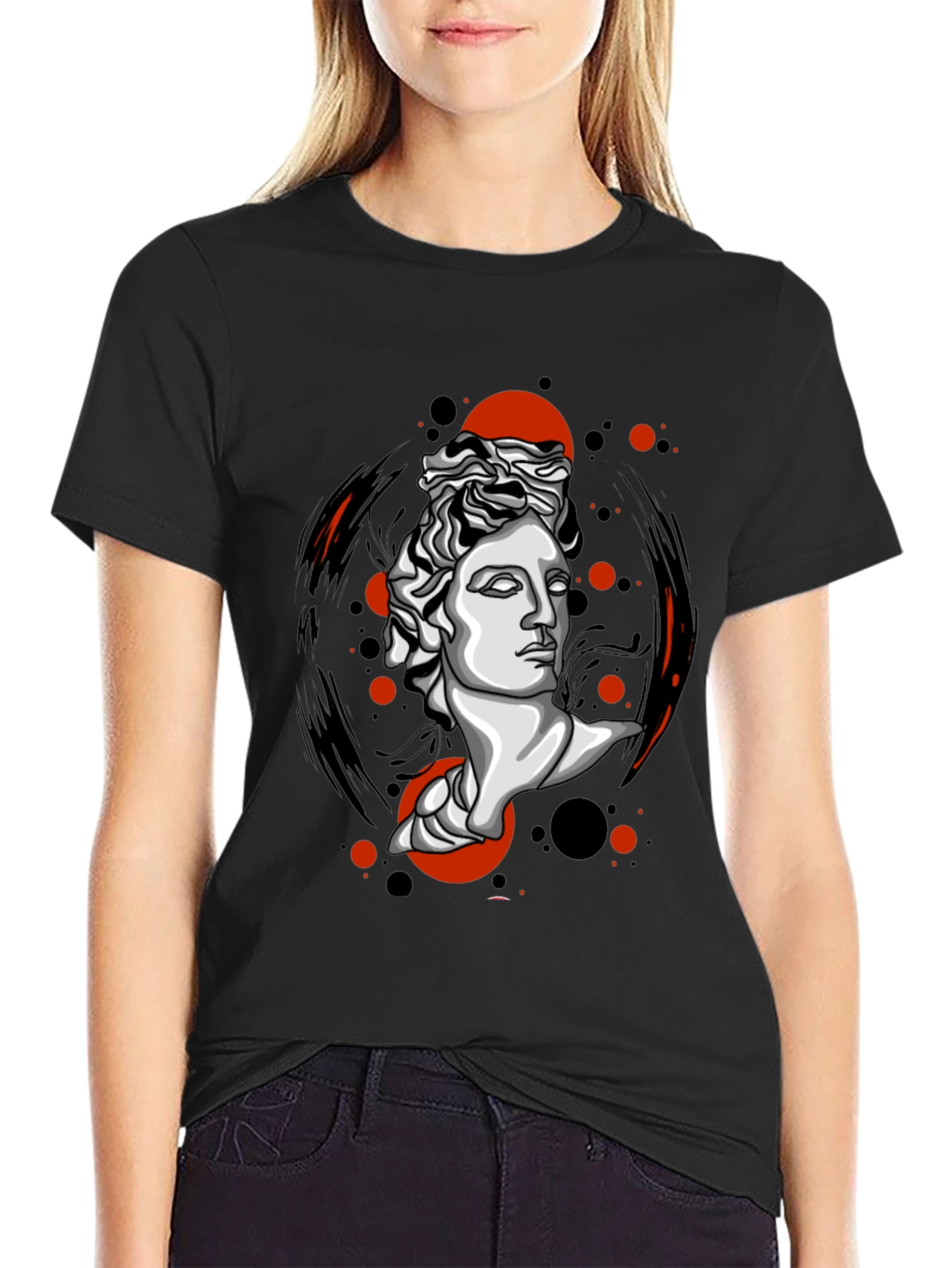Apollo Bust Graphic Tee - Artistic Black T-Shirt