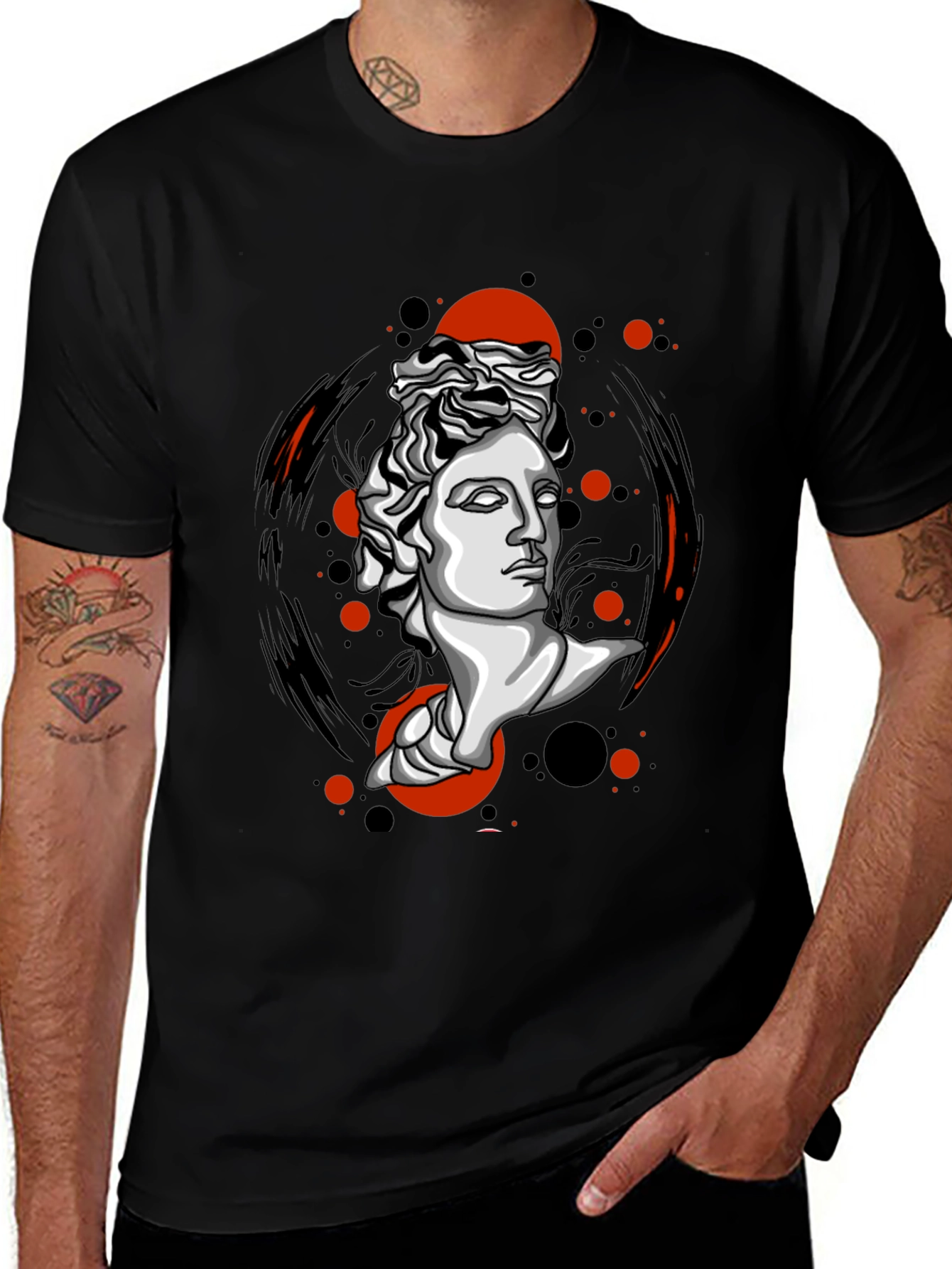 Apollo Bust Graphic Tee - Artistic Black T-Shirt