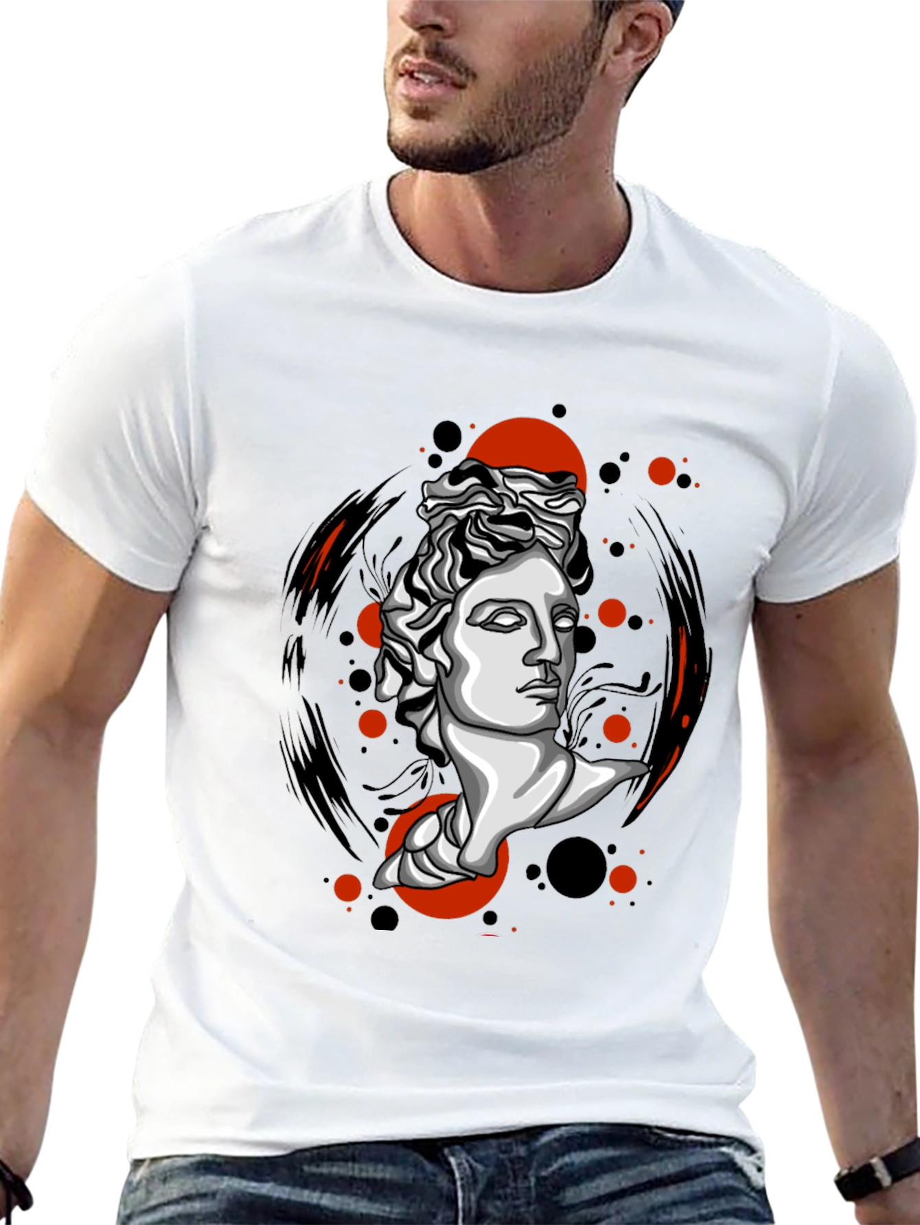 Apollo Bust Graphic Tee - Artistic Black T-Shirt