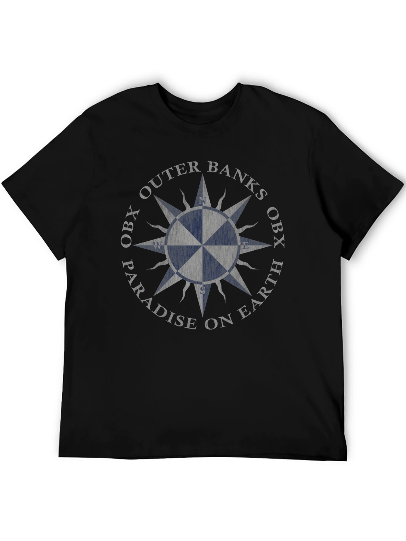 Outer Banks OBX Paradise Earth Compass Black T-Shirt