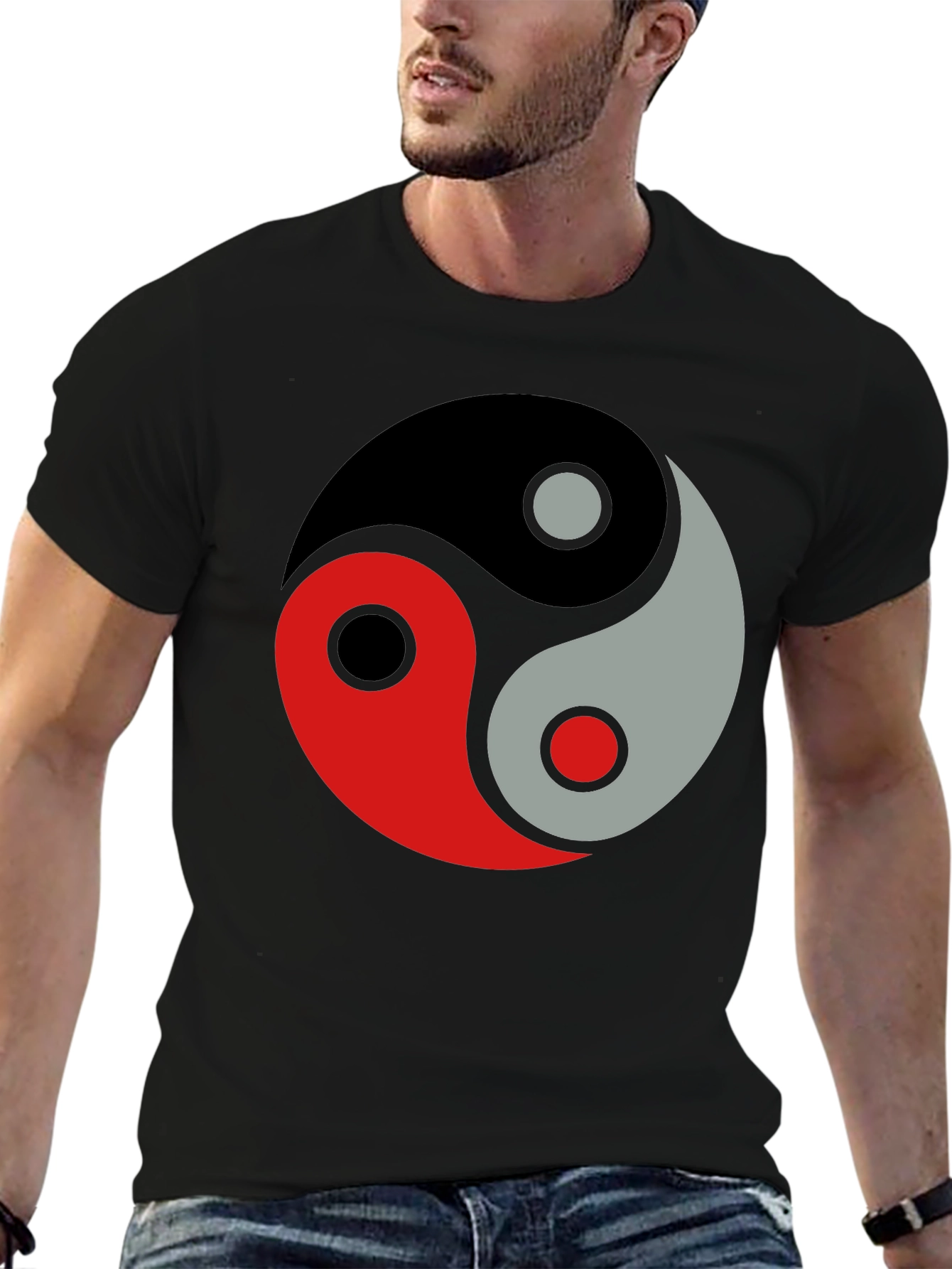 Yin Yang Balance Graphic Black T-Shirt