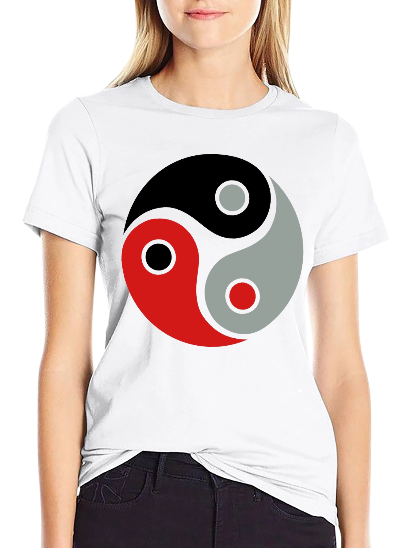 Yin Yang Balance Graphic Black T-Shirt