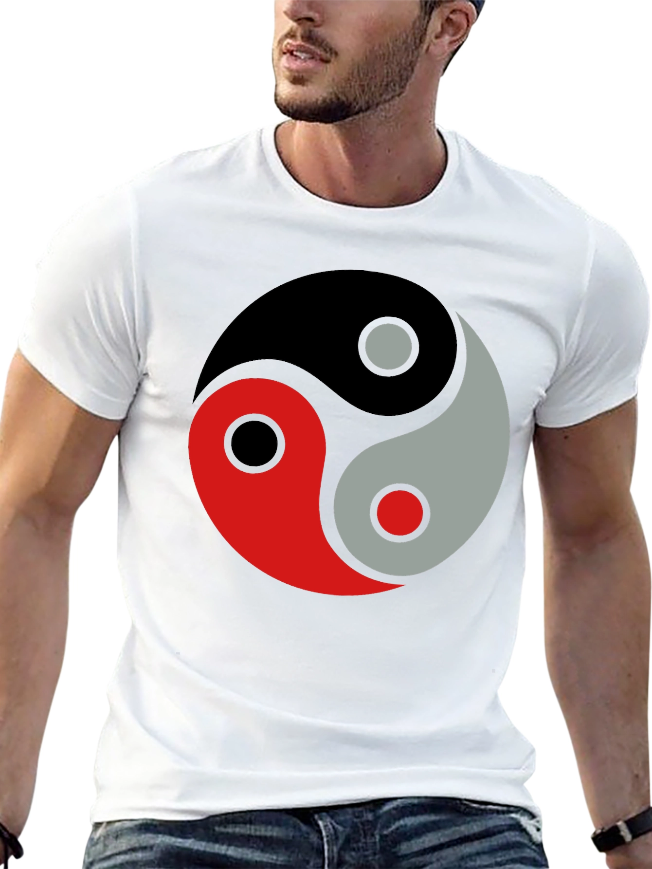 Yin Yang Balance Graphic Black T-Shirt