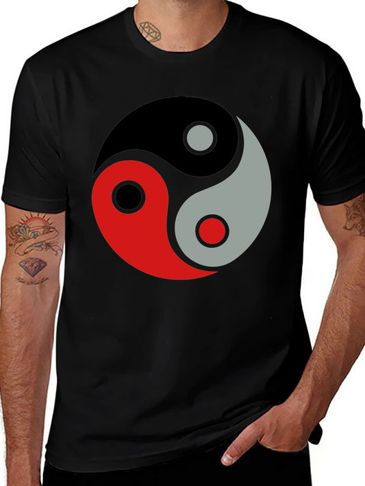 Yin Yang Balance Graphic Black T-Shirt