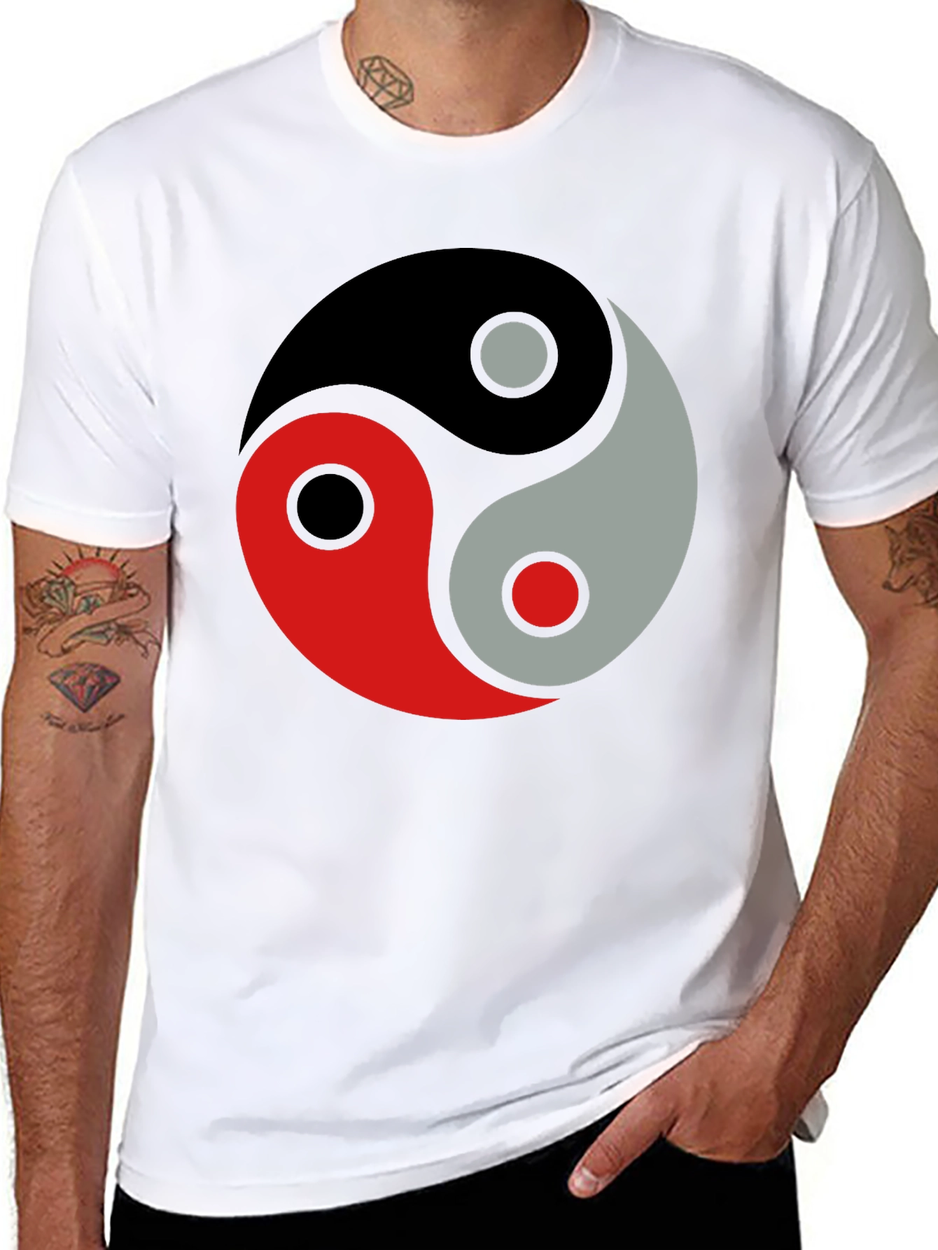 Yin Yang Balance Graphic Black T-Shirt