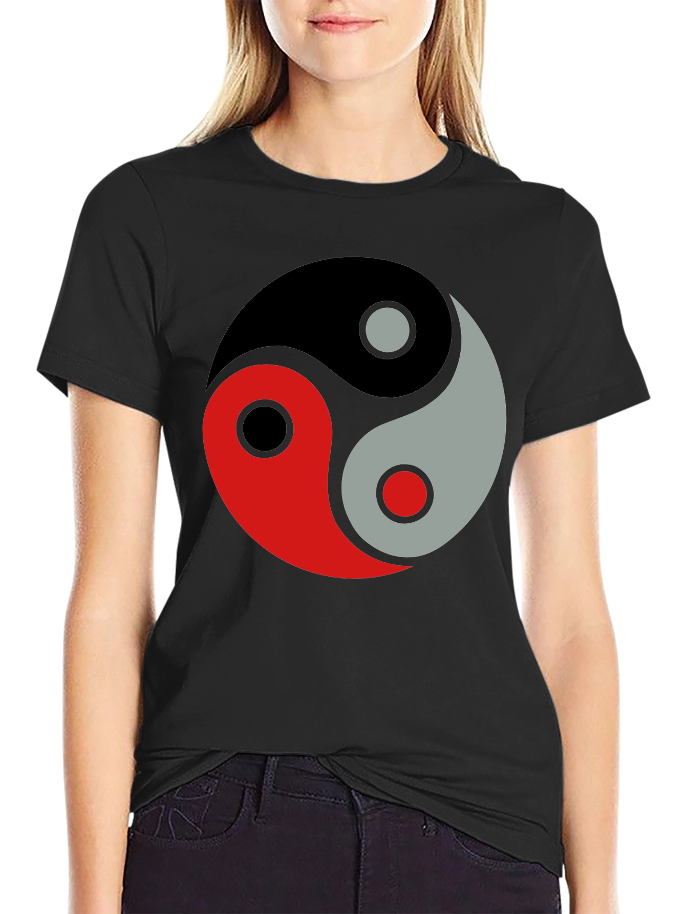 Yin Yang Balance Graphic Black T-Shirt