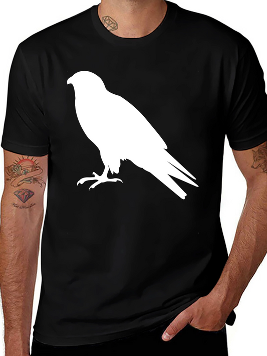 Mens Black T-Shirt with Hawk Graphic