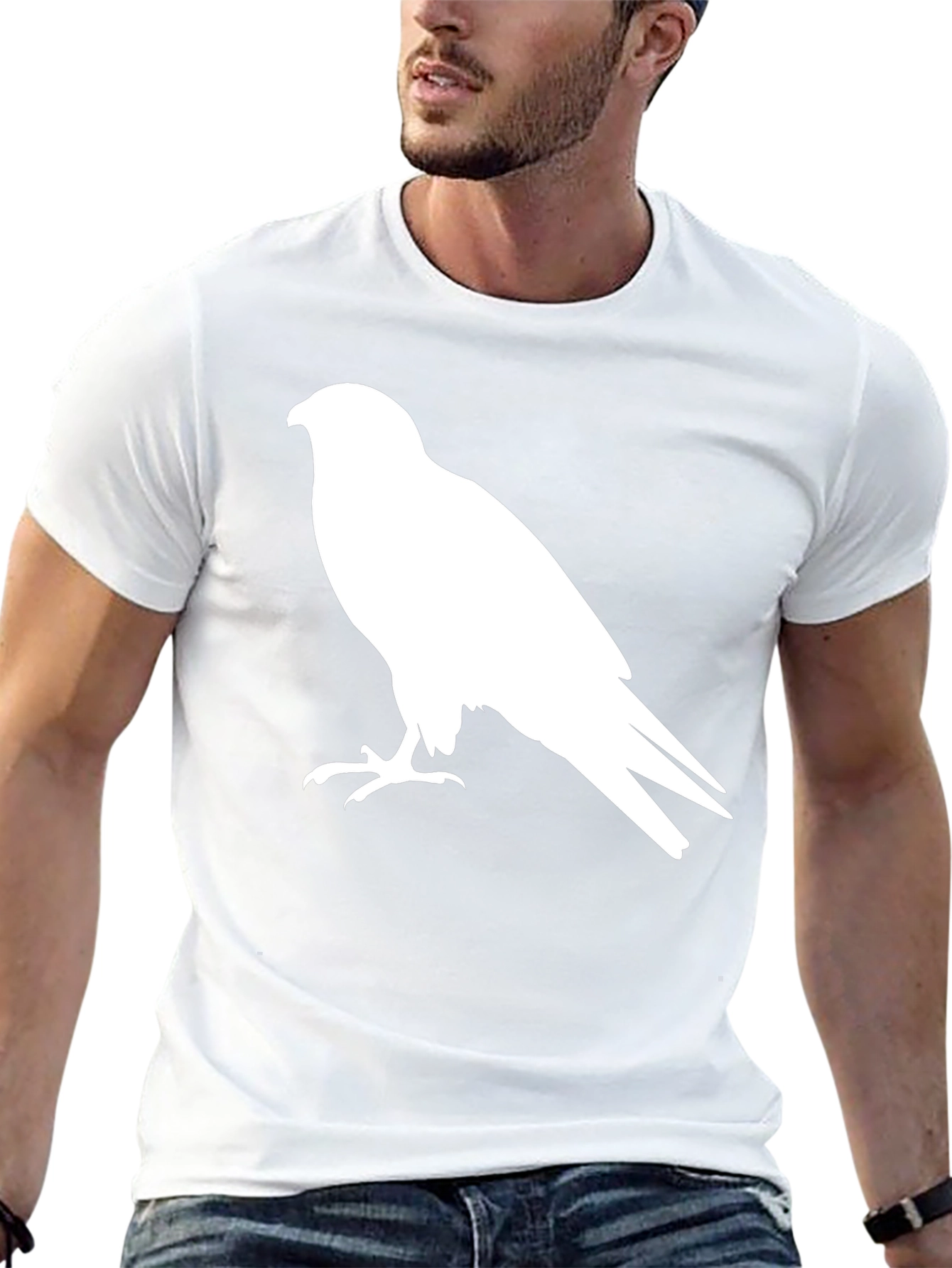 Mens Black T-Shirt with Hawk Graphic
