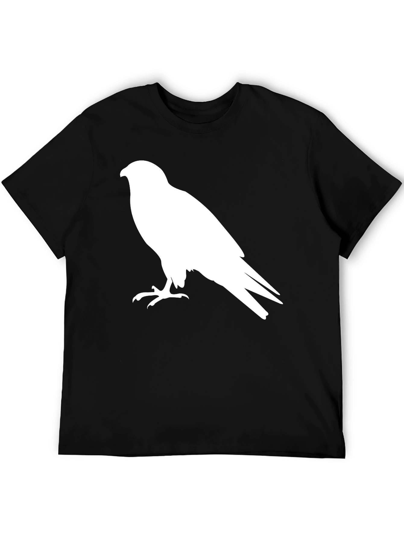 Mens Black T-Shirt with Hawk Graphic