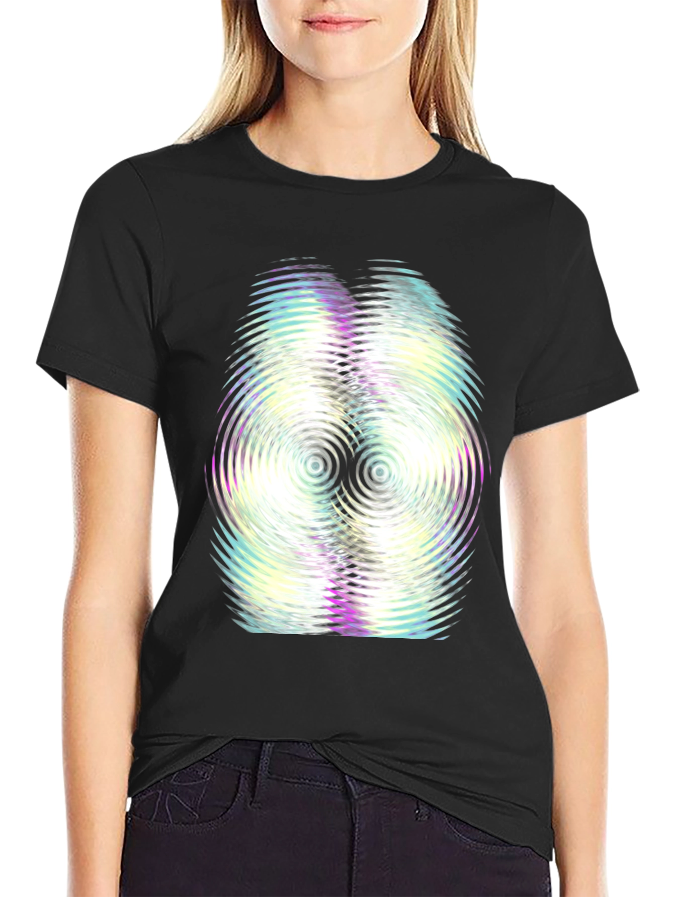 Abstract Ripple Graphic Tee - Black