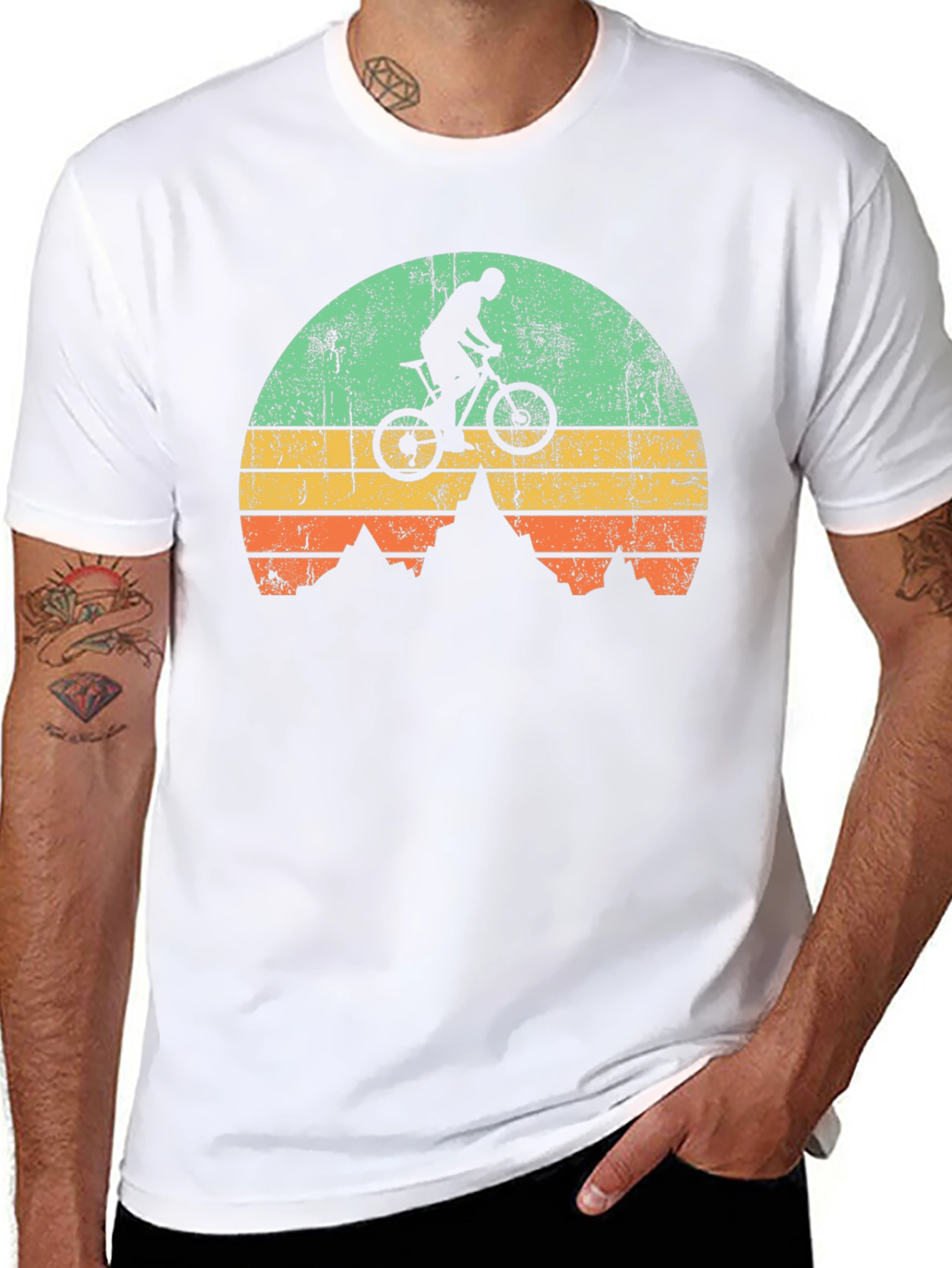 Mountain Biker Sunset Graphic T-Shirt