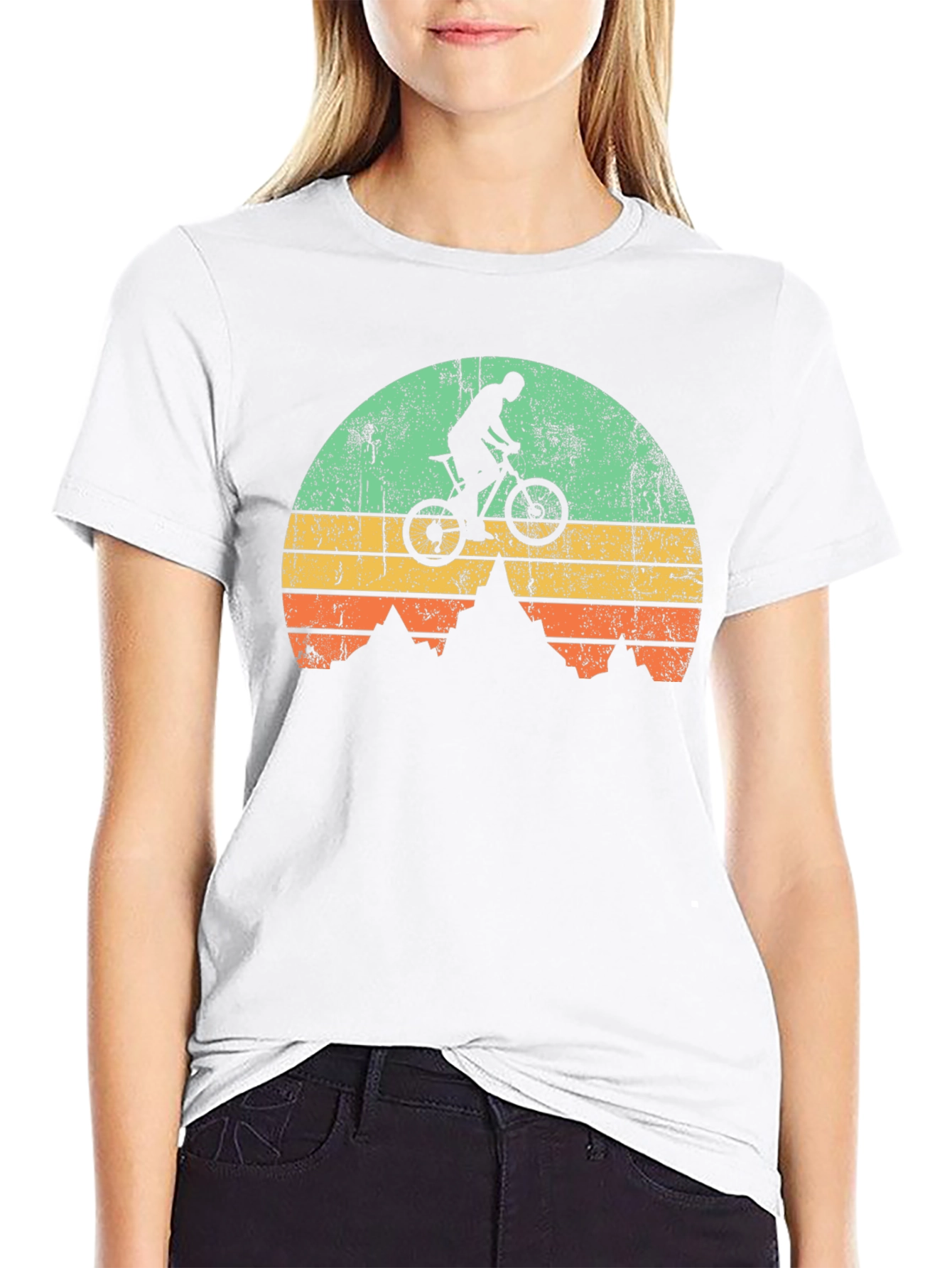 Mountain Biker Sunset Graphic T-Shirt